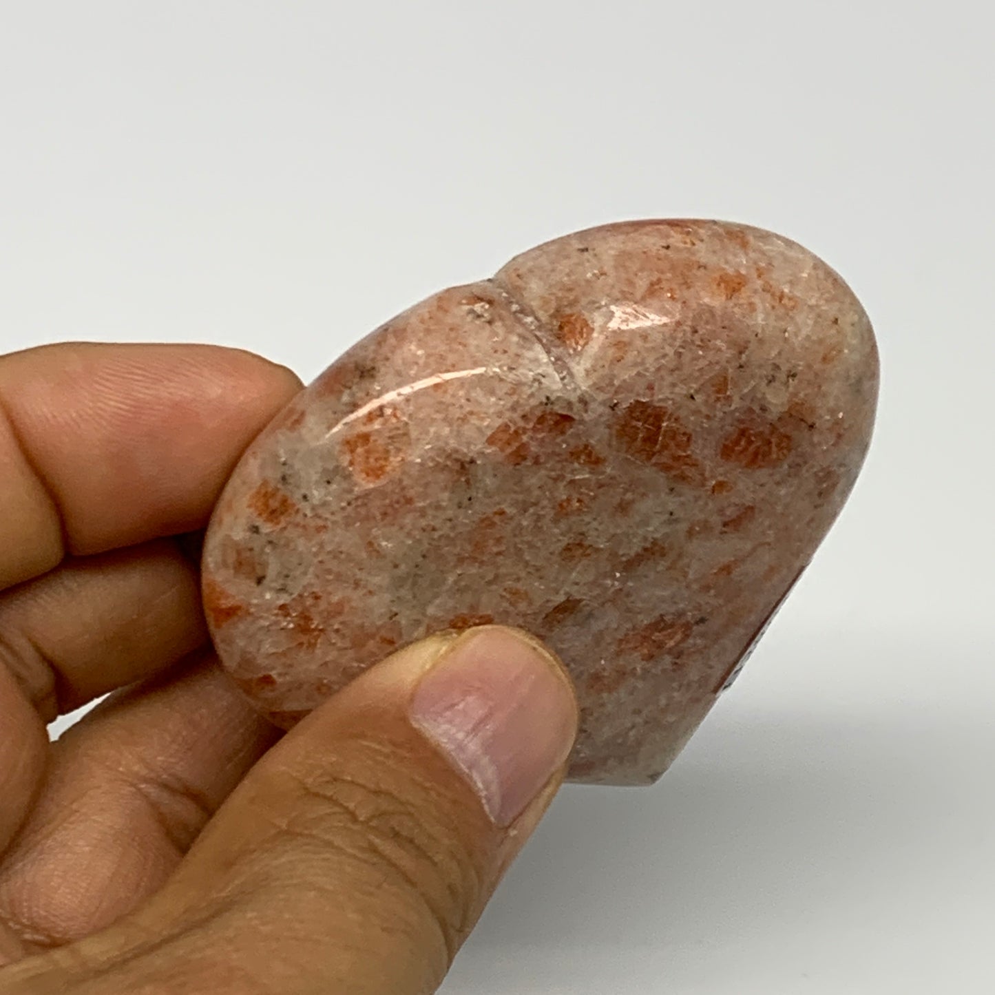 96.1g,2.2"x2.4"x0.7", Sunstone Heart Polished Healing Crystal @India, B28011