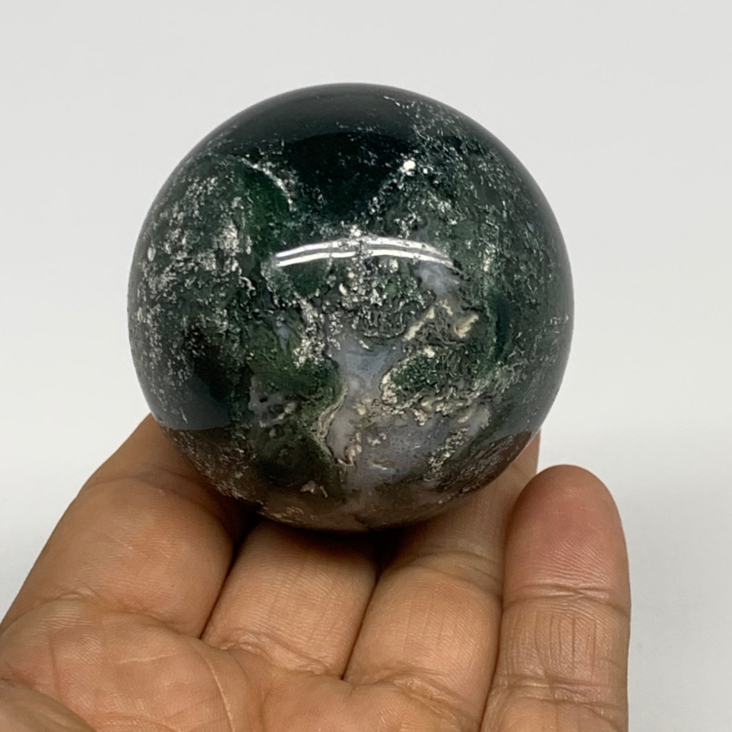 200.2g,2.1"(53mm), Natural Moss Agate Sphere Ball Gemstone @India,B29414