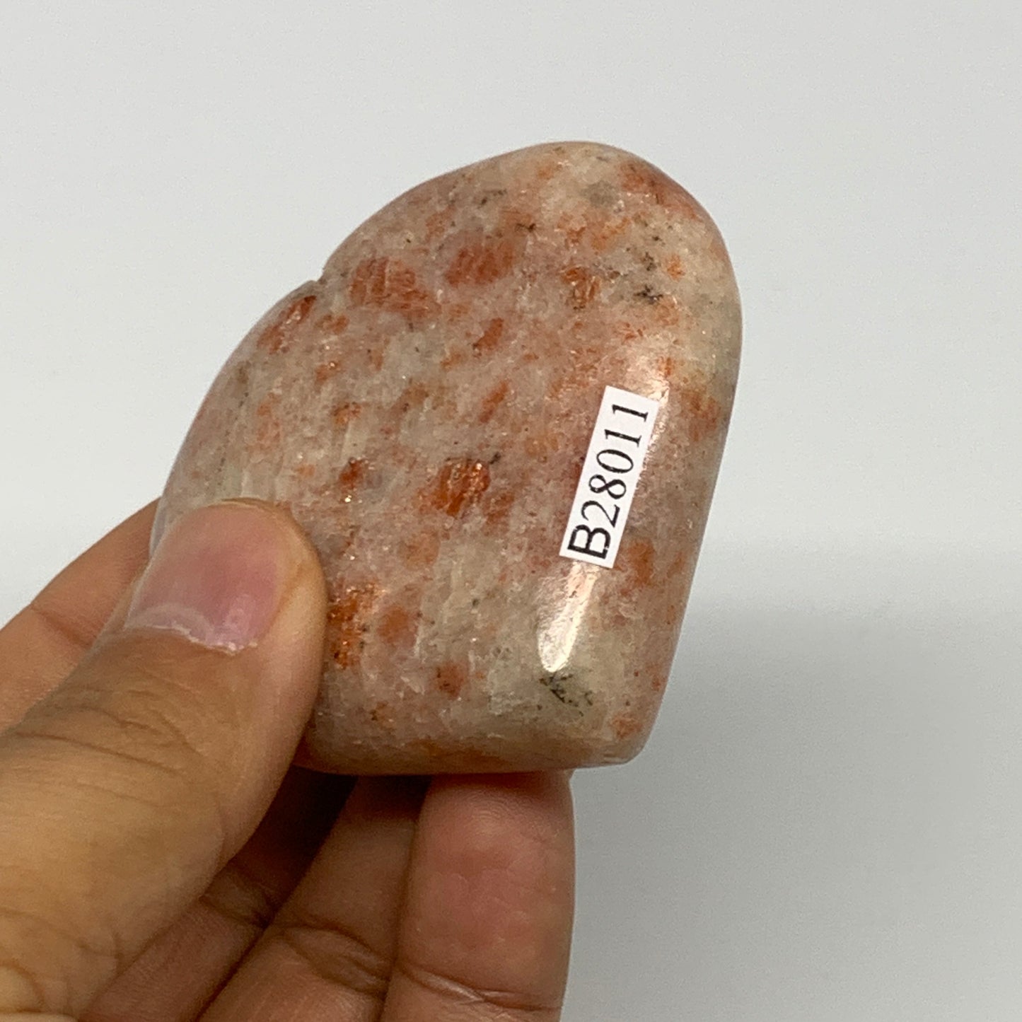 96.1g,2.2"x2.4"x0.7", Sunstone Heart Polished Healing Crystal @India, B28011