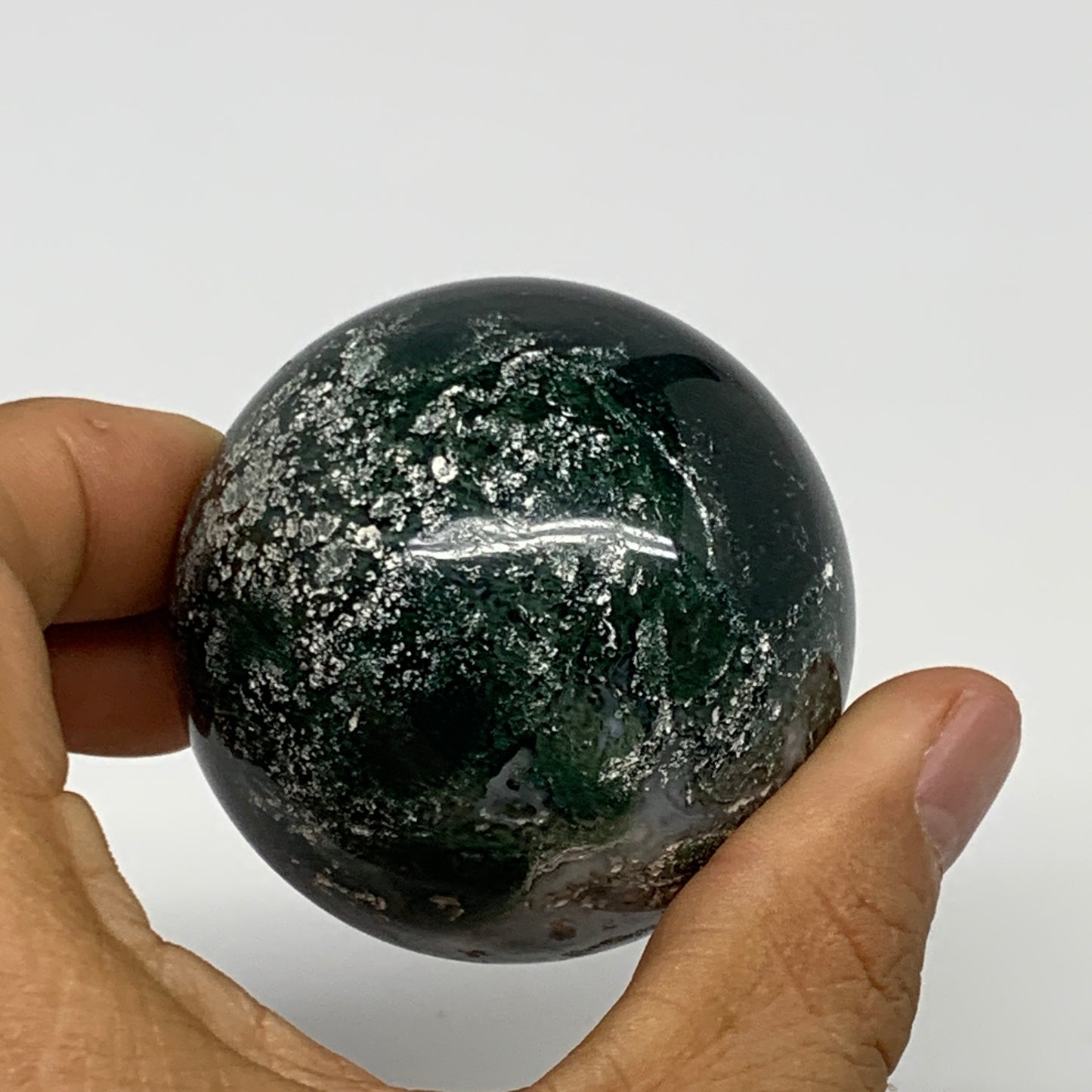 200.2g,2.1"(53mm), Natural Moss Agate Sphere Ball Gemstone @India,B29414