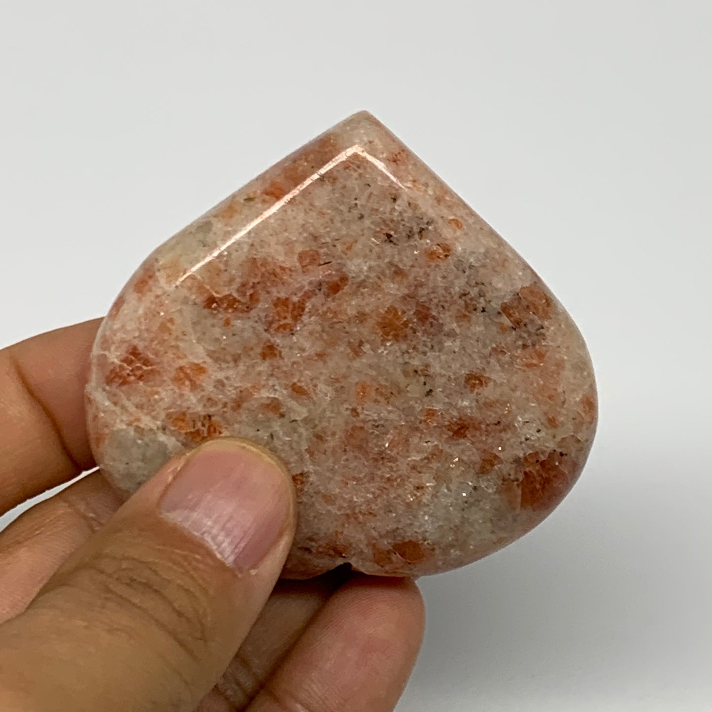 96.1g,2.2"x2.4"x0.7", Sunstone Heart Polished Healing Crystal @India, B28011