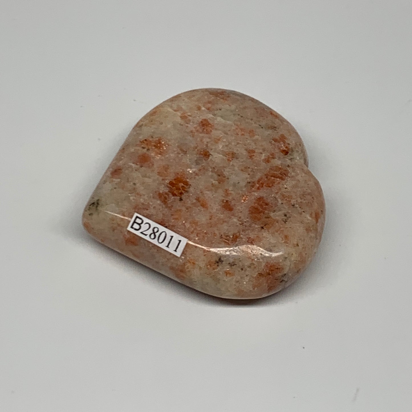 96.1g,2.2"x2.4"x0.7", Sunstone Heart Polished Healing Crystal @India, B28011