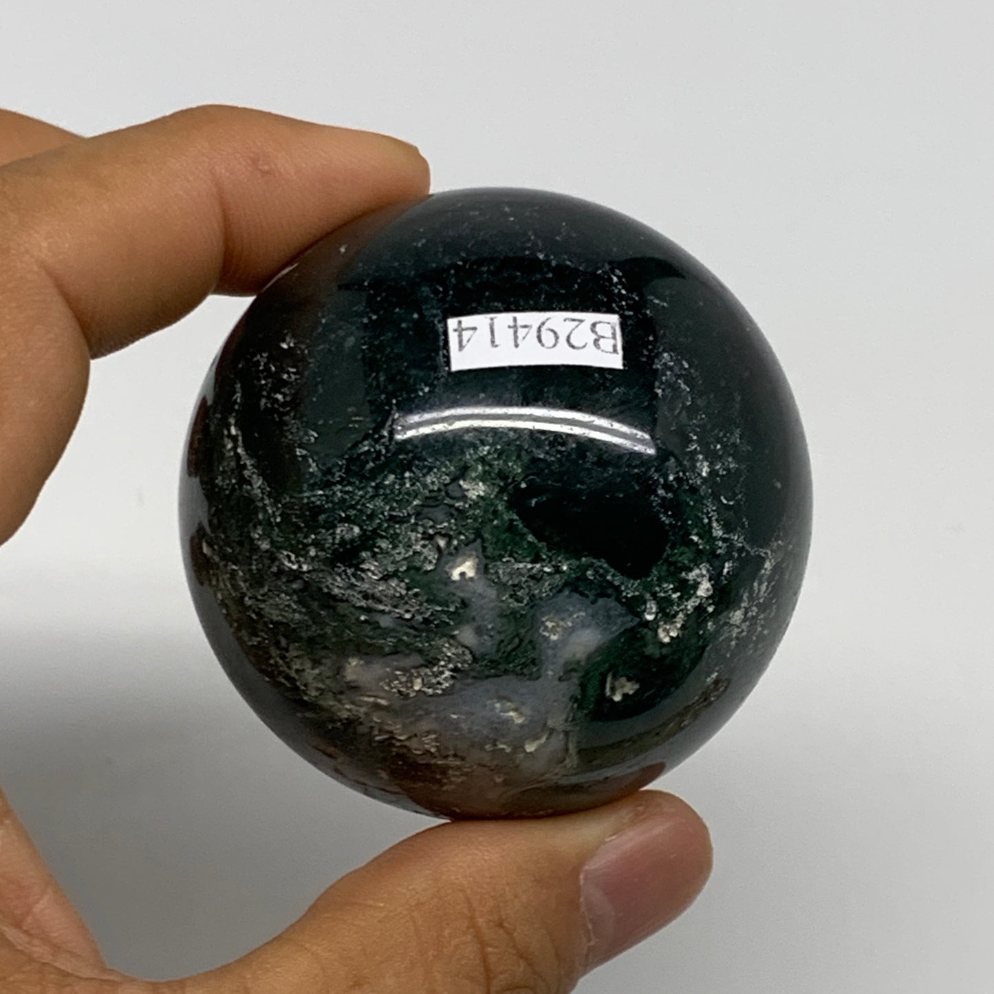 200.2g,2.1"(53mm), Natural Moss Agate Sphere Ball Gemstone @India,B29414