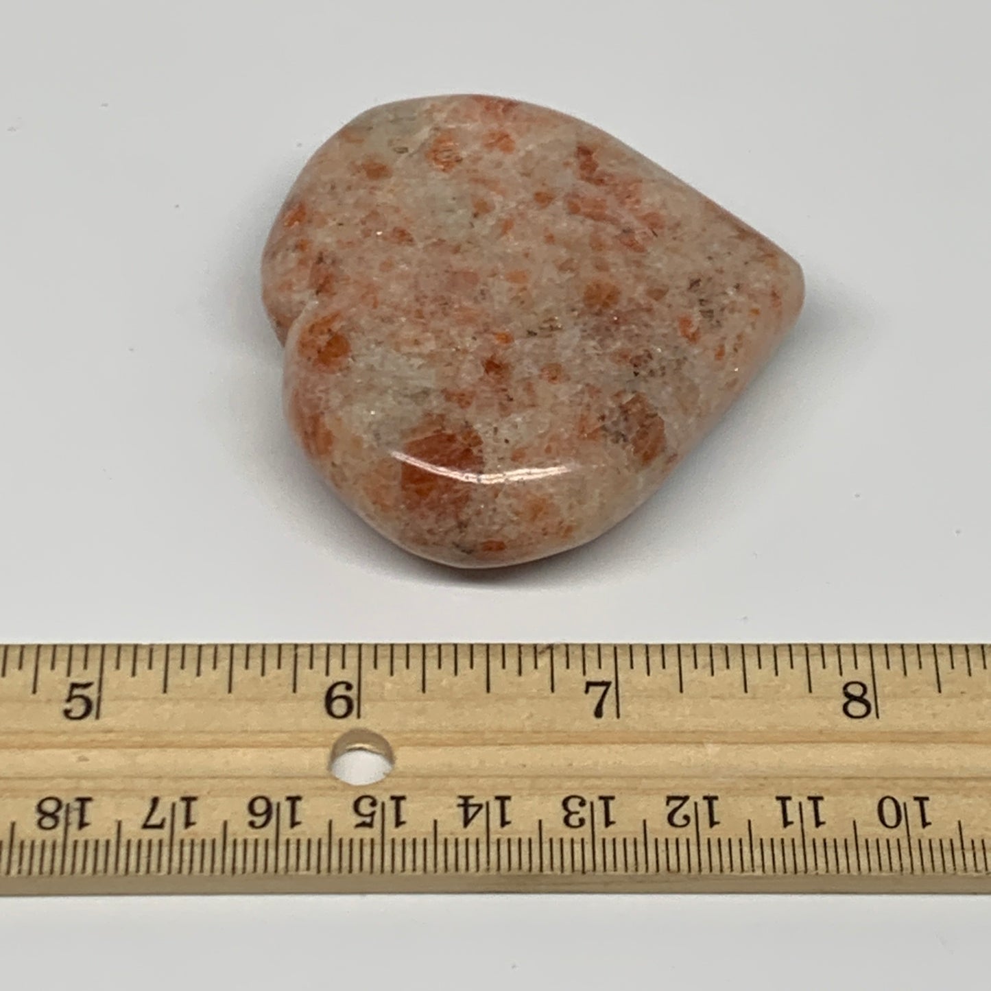 96.1g,2.2"x2.4"x0.7", Sunstone Heart Polished Healing Crystal @India, B28011