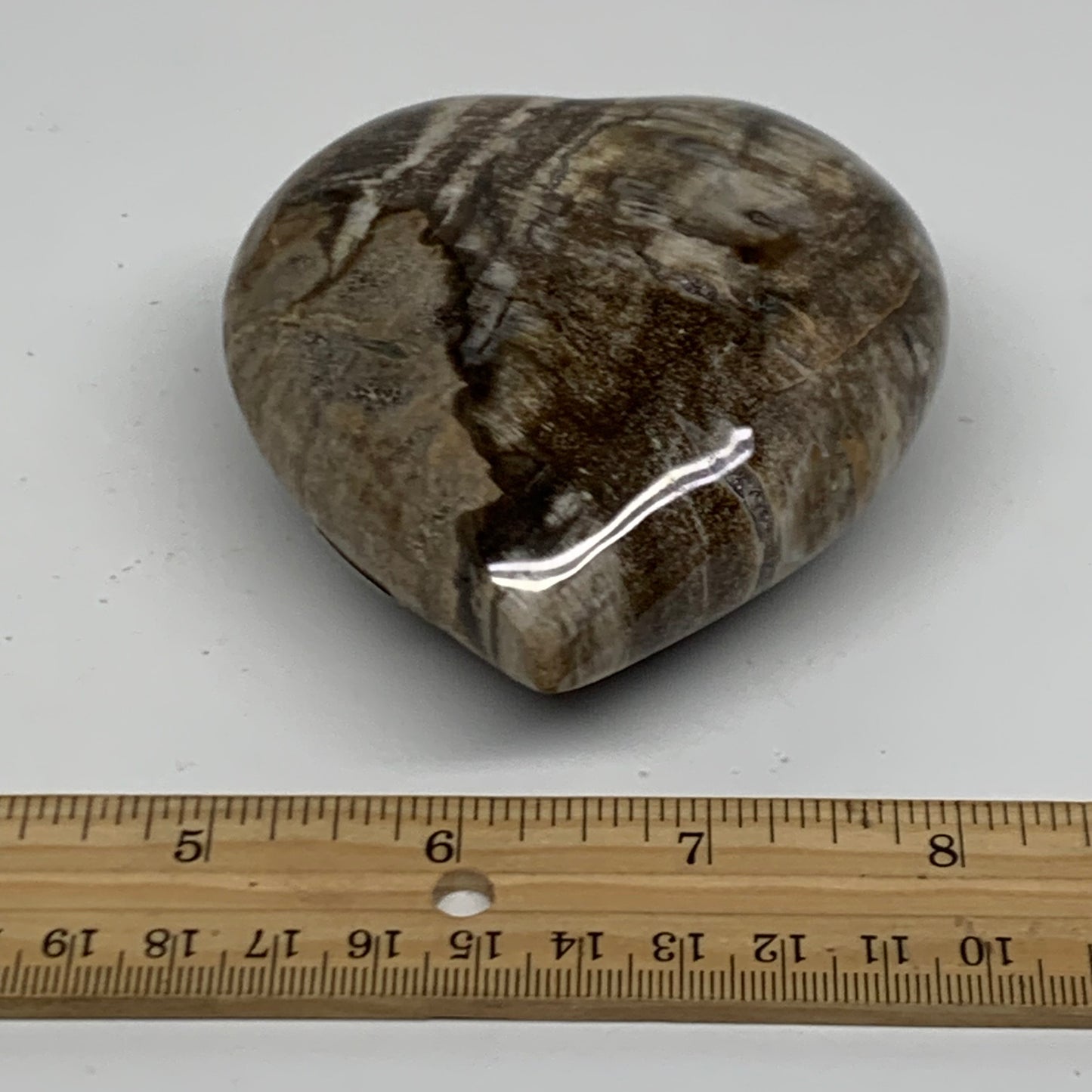 0.77 lbs, 3.2"x3.2"x1.6" Ocean Jasper Heart Polished Healing Crystal, B38344