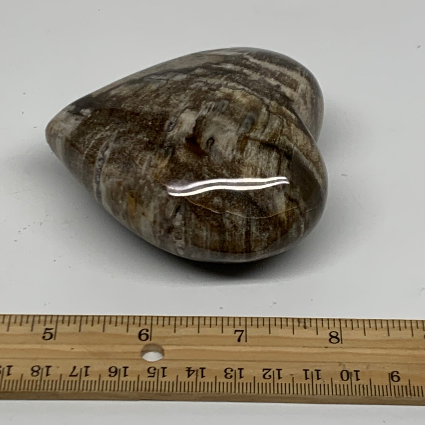 0.77 lbs, 3.2"x3.2"x1.6" Ocean Jasper Heart Polished Healing Crystal, B38344