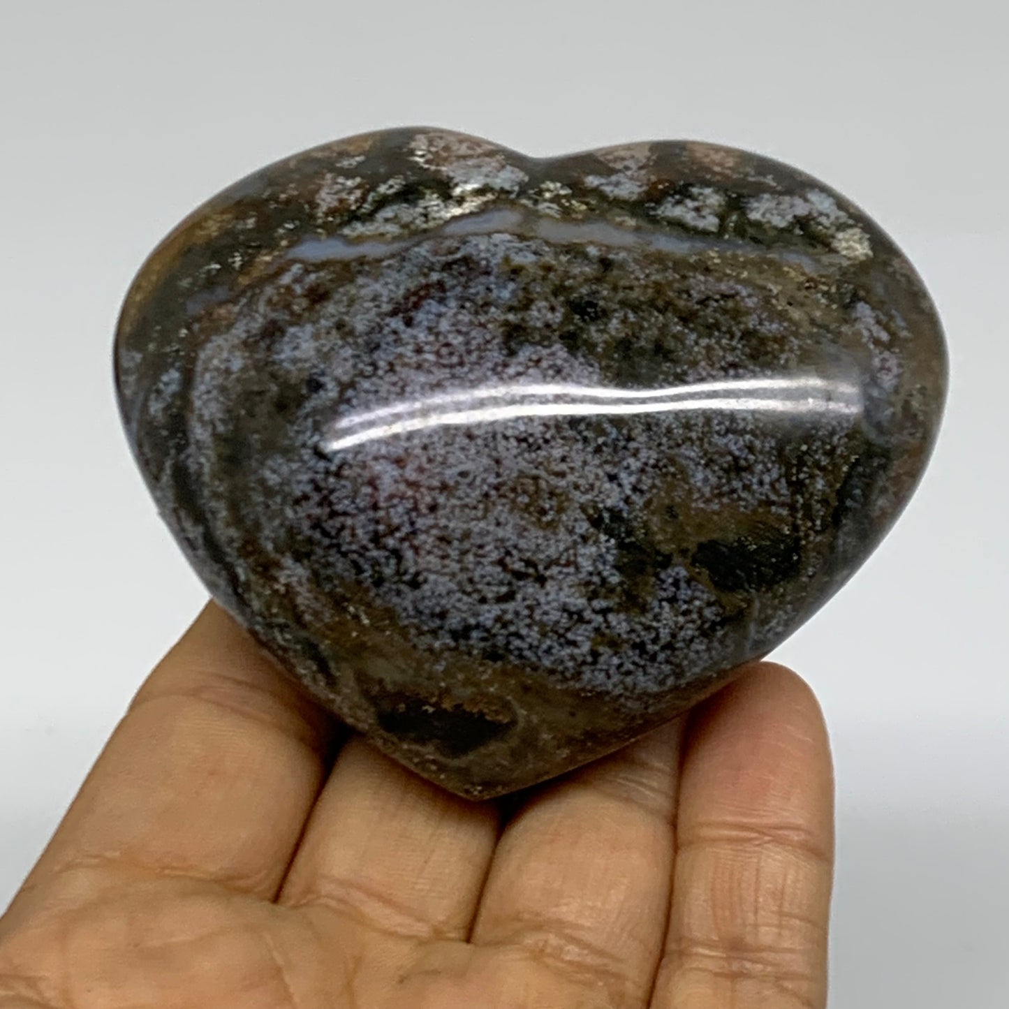 0.48 lbs, 2.6"x3.1"x1.4" Ocean Jasper Heart Polished Healing Crystal, B38345