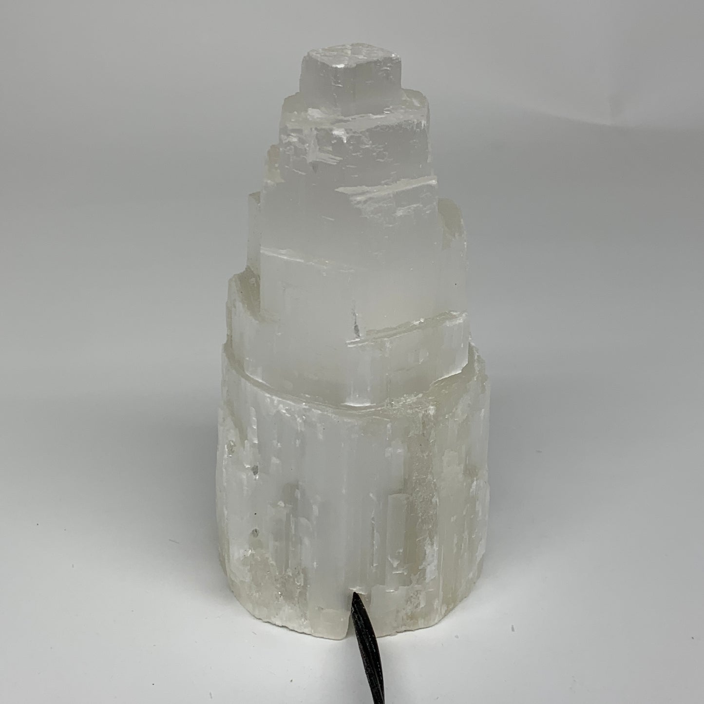 1.9 lbs, 6"x3.1", Raw Rough Selenite (Satin Spar) Lamp Tower, 6ft Chord, B35898