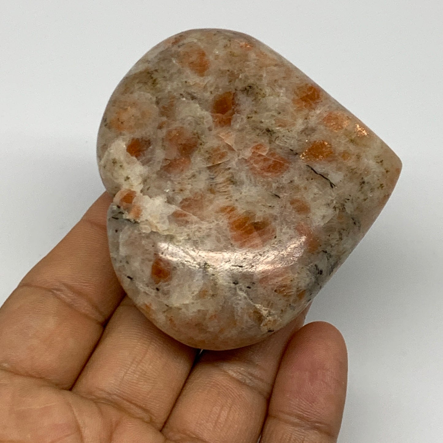 129.2g,2.4"x2.7"x0.9", Sunstone Heart Polished Healing Crystal @India, B28012
