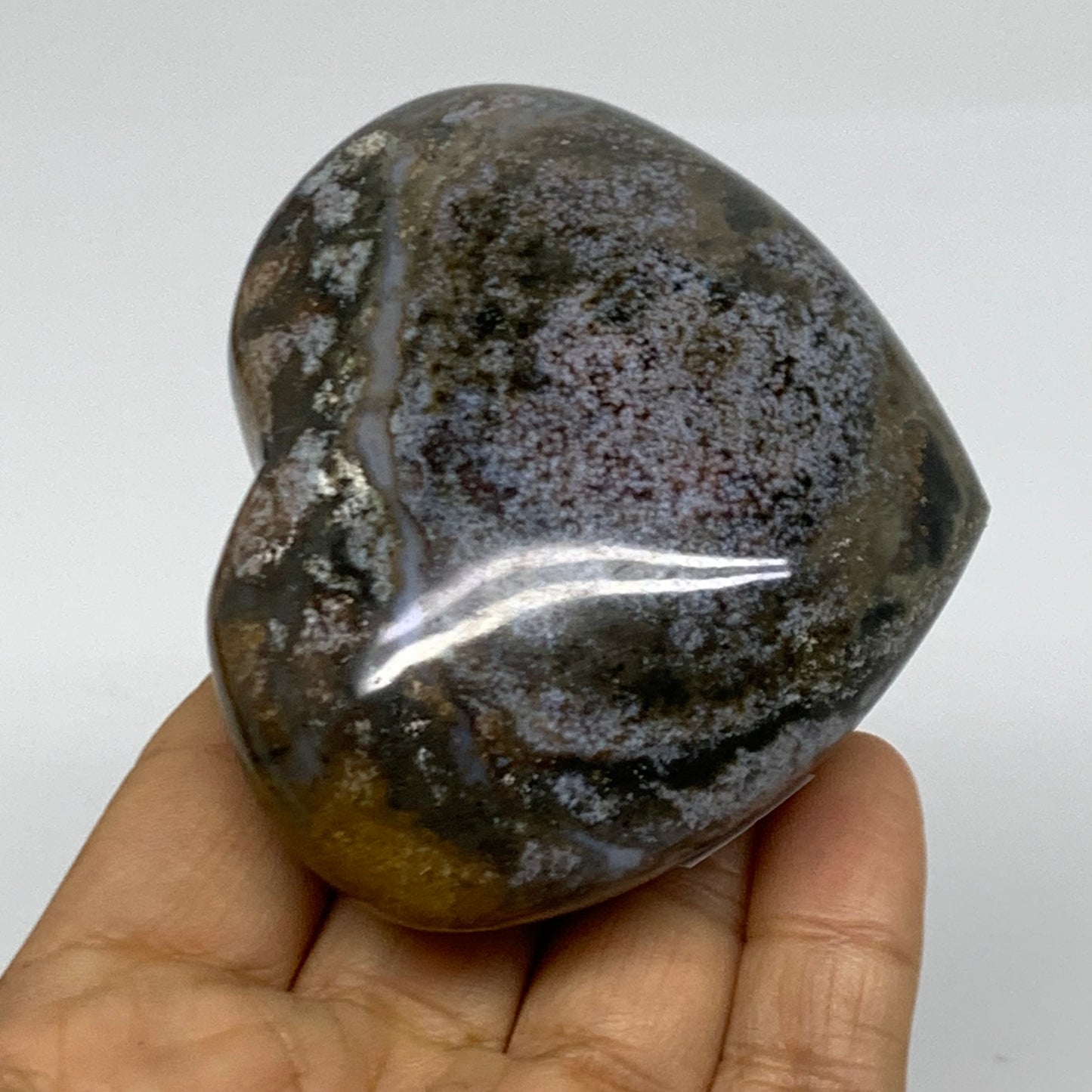 0.48 lbs, 2.6"x3.1"x1.4" Ocean Jasper Heart Polished Healing Crystal, B38345