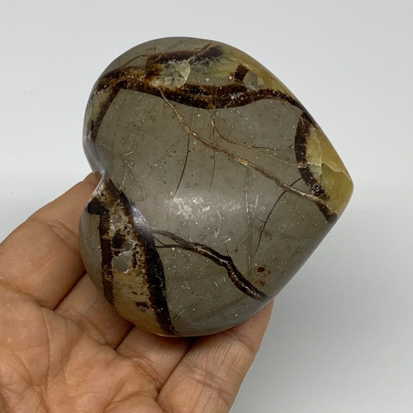 0.61 lbs, 2.7"x3"x1.5" Septarian Nodules Heart Polished Healing Crystal, B31013