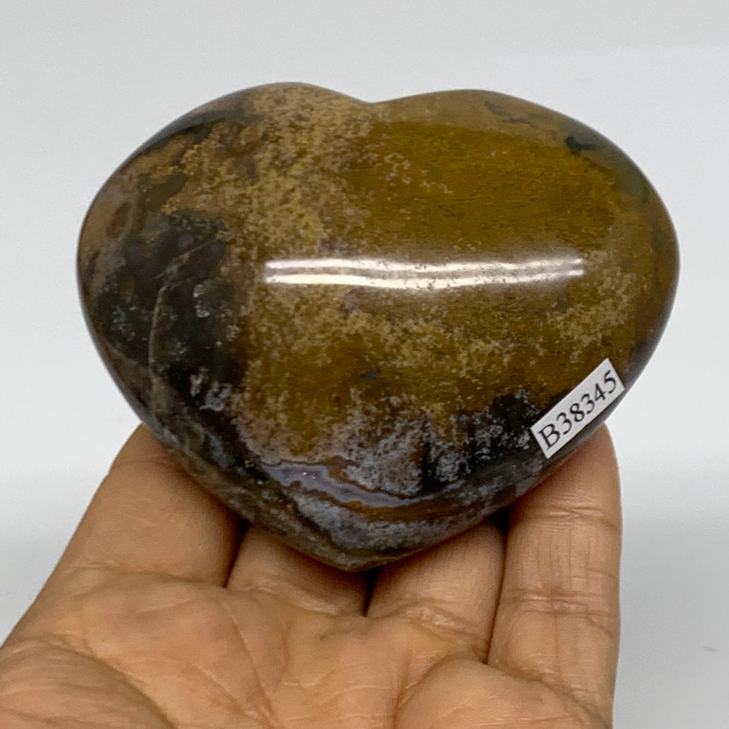 0.48 lbs, 2.6"x3.1"x1.4" Ocean Jasper Heart Polished Healing Crystal, B38345