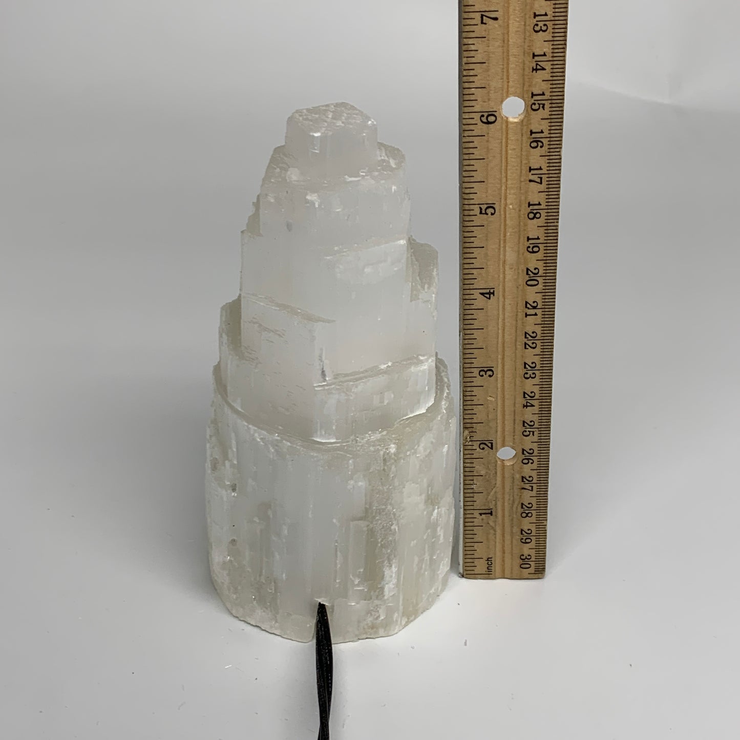 1.9 lbs, 6"x3.1", Raw Rough Selenite (Satin Spar) Lamp Tower, 6ft Chord, B35898