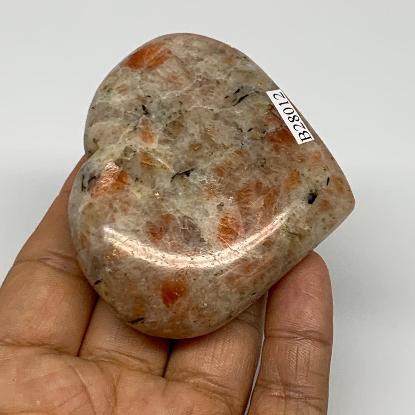 129.2g,2.4"x2.7"x0.9", Sunstone Heart Polished Healing Crystal @India, B28012