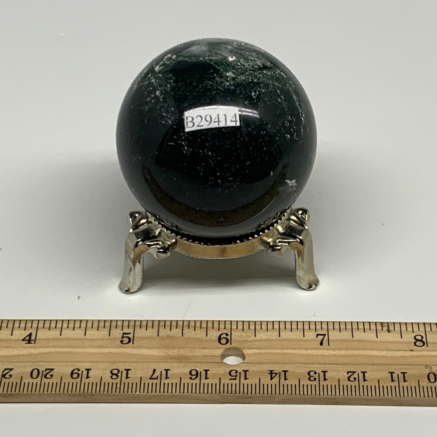 200.2g,2.1"(53mm), Natural Moss Agate Sphere Ball Gemstone @India,B29414