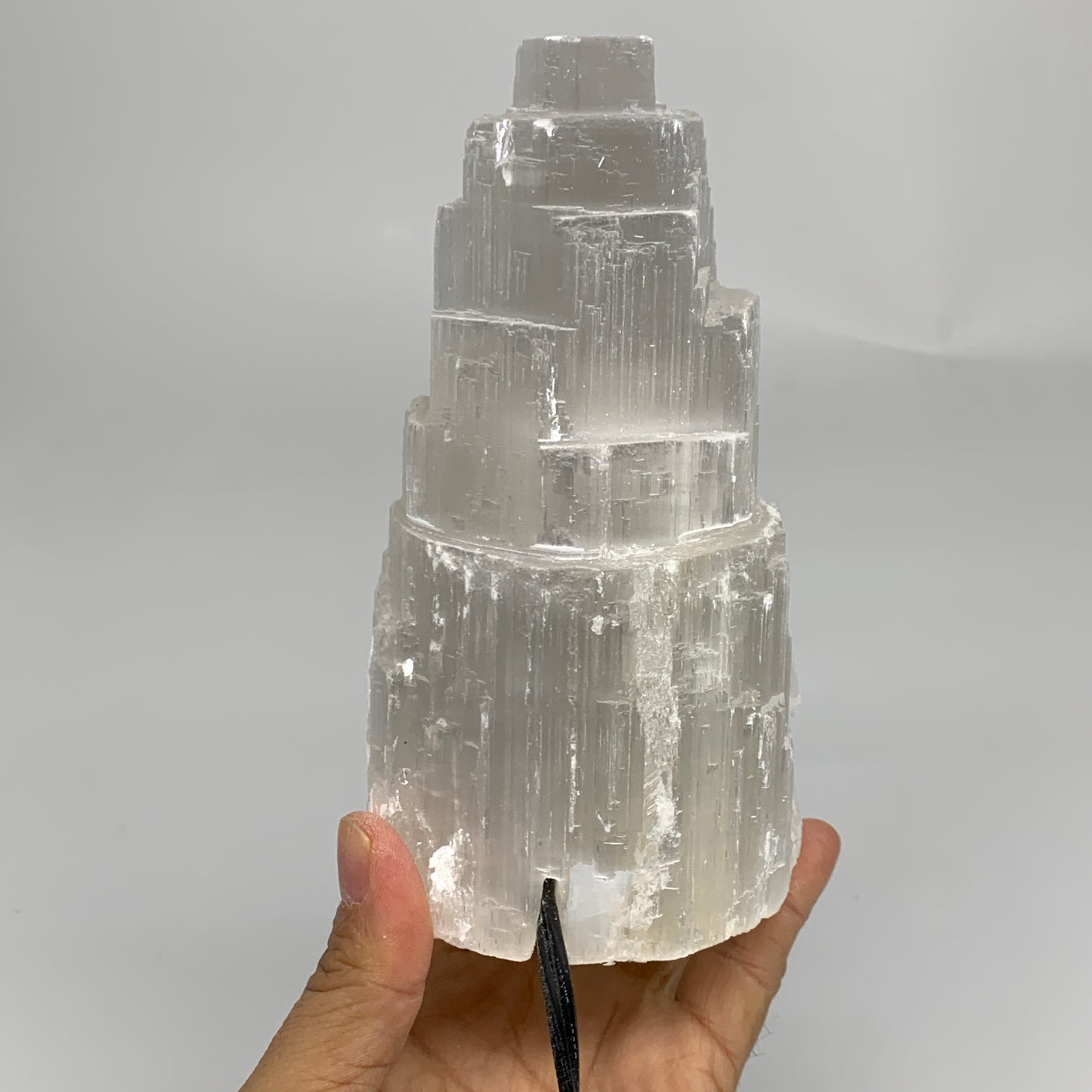 1.9 lbs, 6"x3.1", Raw Rough Selenite (Satin Spar) Lamp Tower, 6ft Chord, B35898