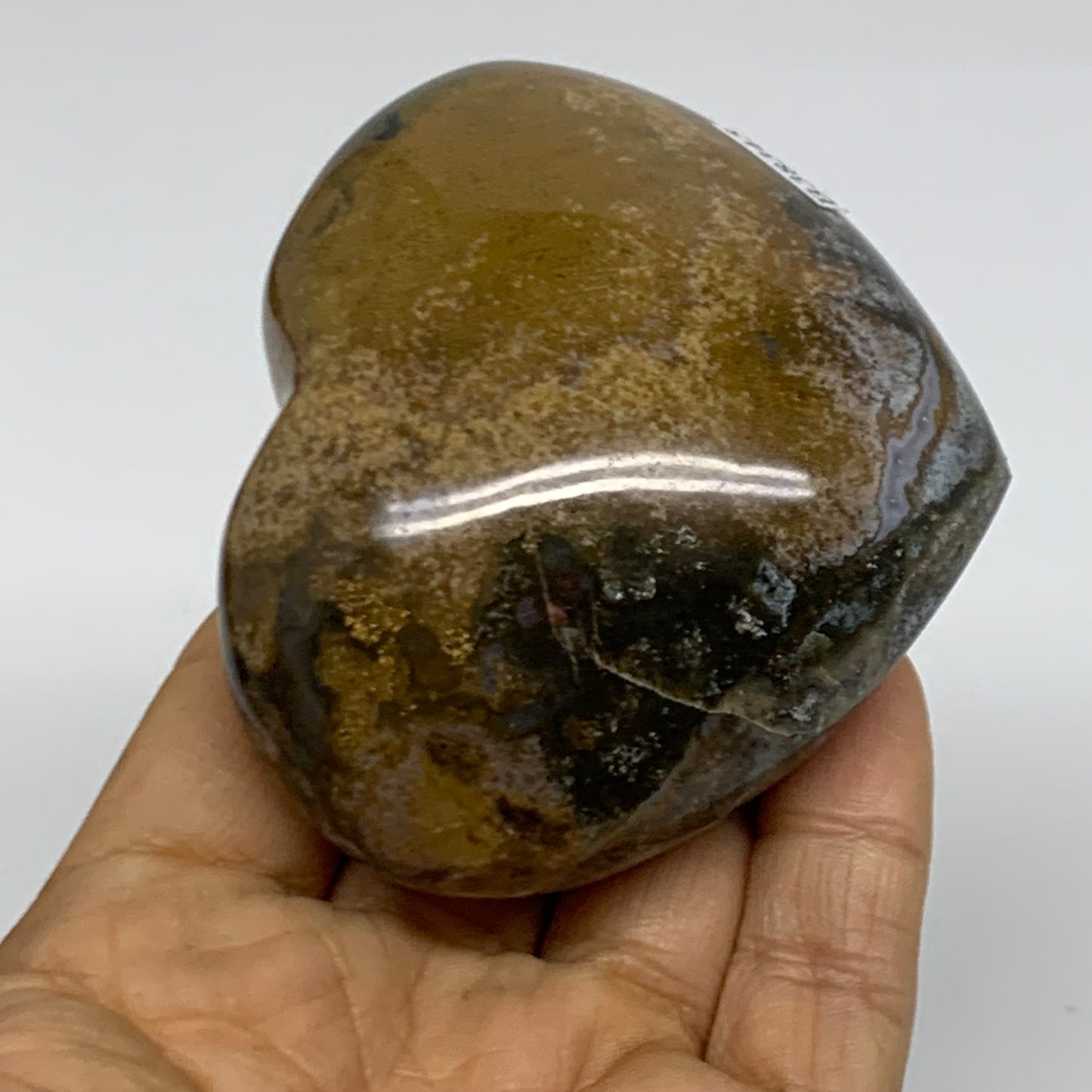 0.48 lbs, 2.6"x3.1"x1.4" Ocean Jasper Heart Polished Healing Crystal, B38345