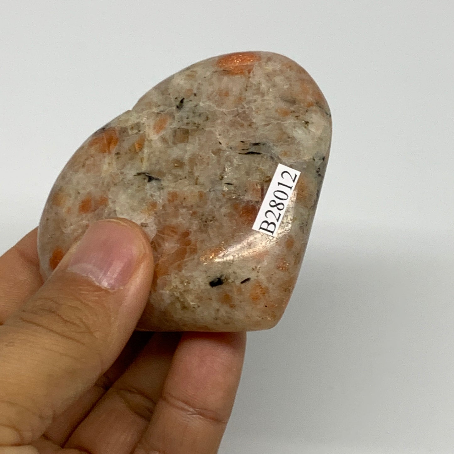 129.2g,2.4"x2.7"x0.9", Sunstone Heart Polished Healing Crystal @India, B28012