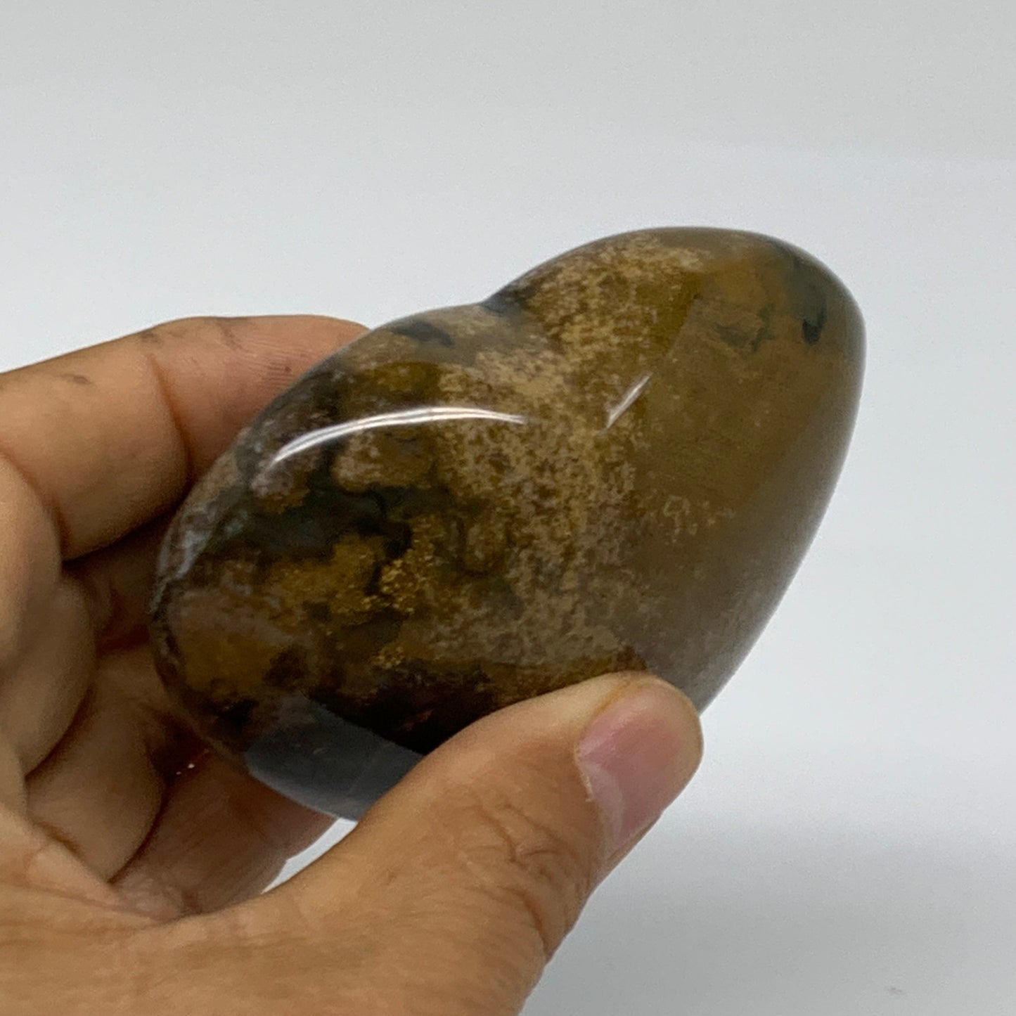 0.48 lbs, 2.6"x3.1"x1.4" Ocean Jasper Heart Polished Healing Crystal, B38345