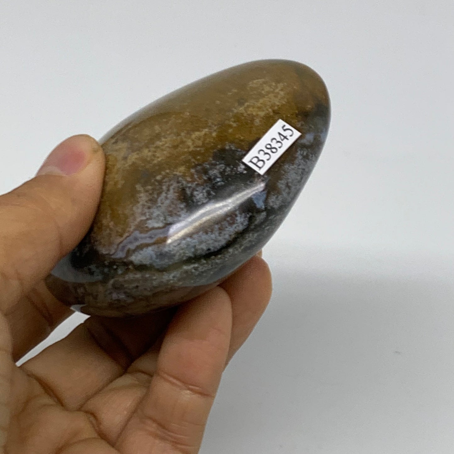 0.48 lbs, 2.6"x3.1"x1.4" Ocean Jasper Heart Polished Healing Crystal, B38345