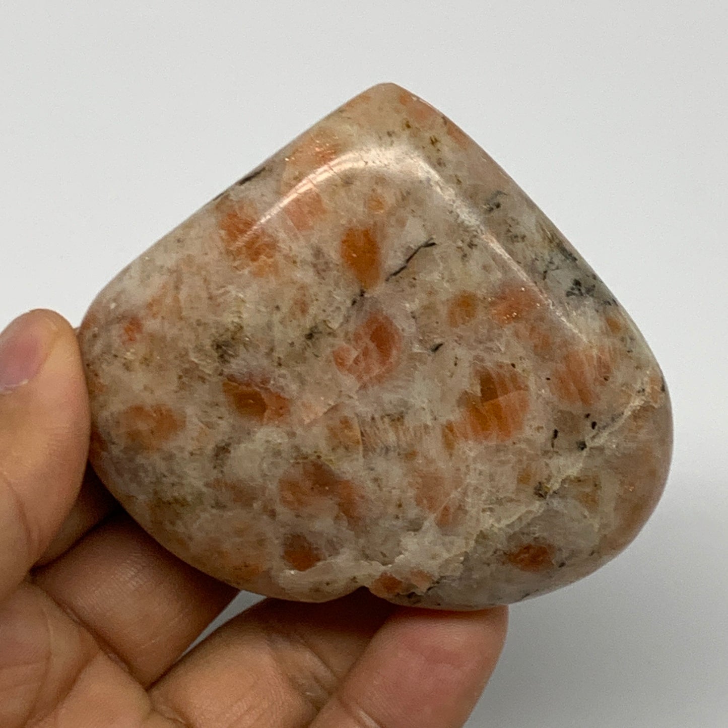 129.2g,2.4"x2.7"x0.9", Sunstone Heart Polished Healing Crystal @India, B28012