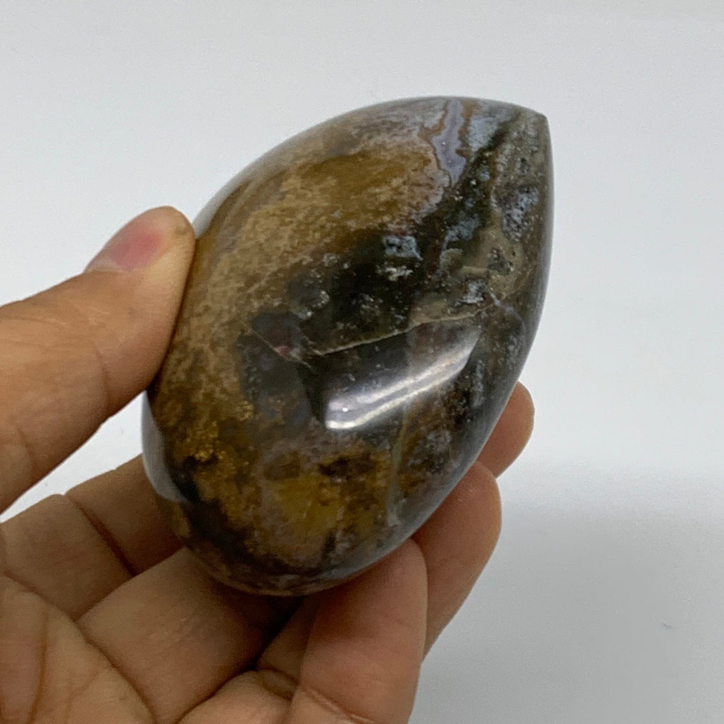 0.48 lbs, 2.6"x3.1"x1.4" Ocean Jasper Heart Polished Healing Crystal, B38345