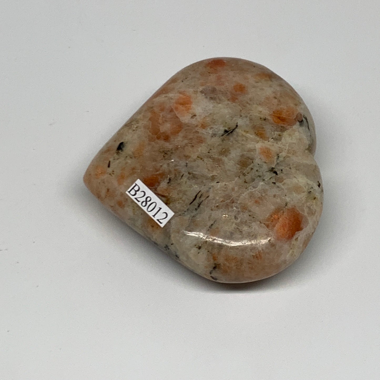 129.2g,2.4"x2.7"x0.9", Sunstone Heart Polished Healing Crystal @India, B28012