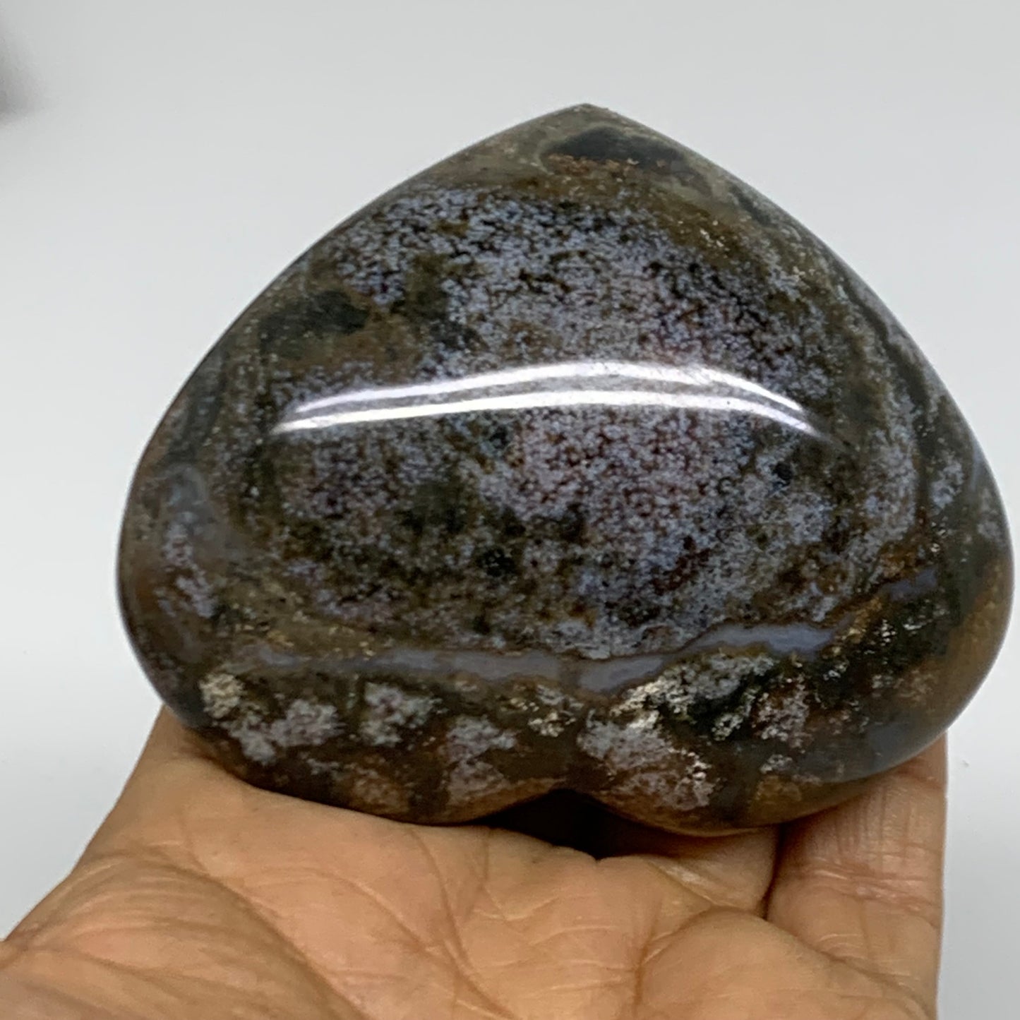 0.48 lbs, 2.6"x3.1"x1.4" Ocean Jasper Heart Polished Healing Crystal, B38345