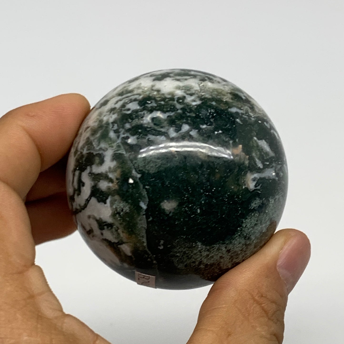 216.5g,2.1"(54mm), Natural Moss Agate Sphere Ball Gemstone @India,B29413