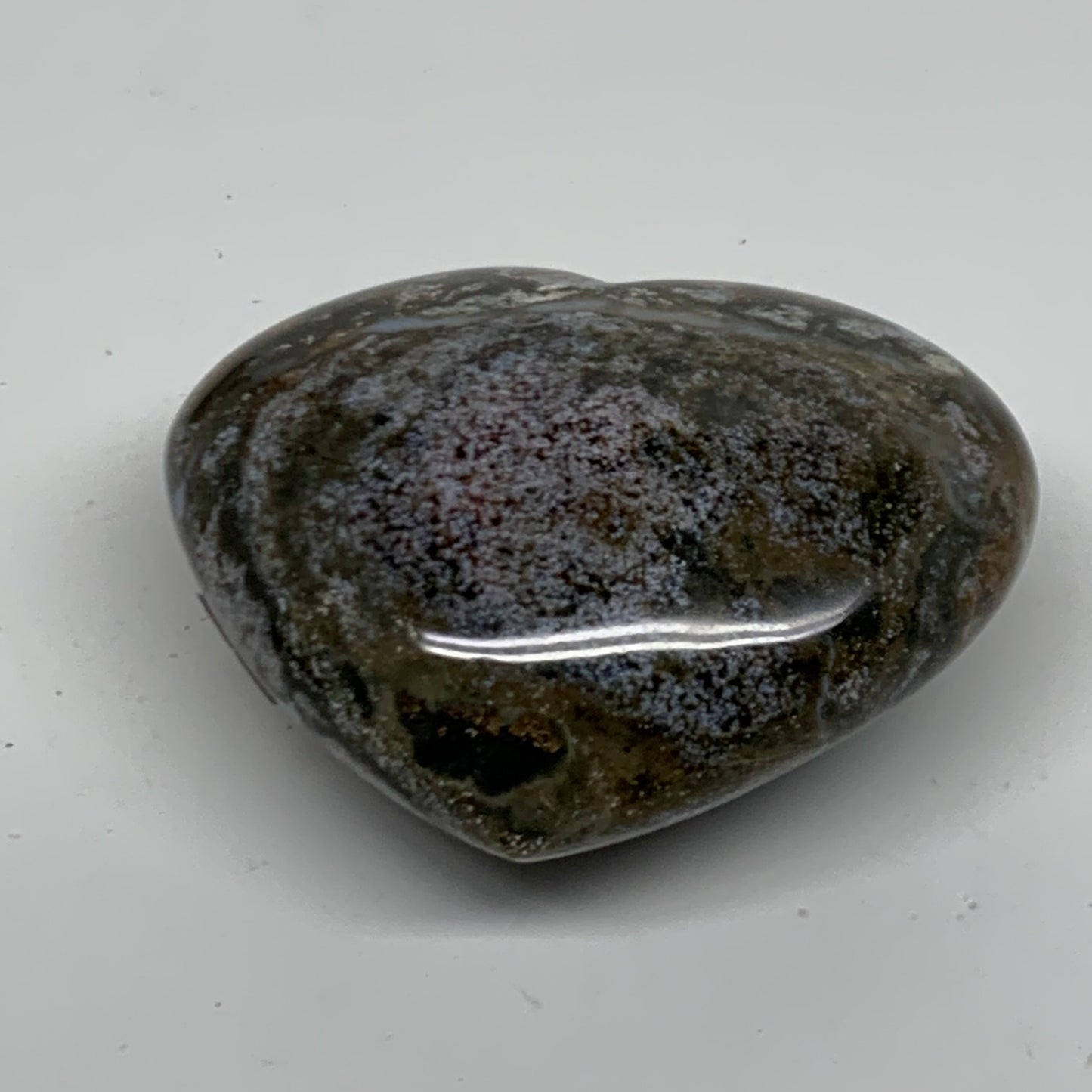 0.48 lbs, 2.6"x3.1"x1.4" Ocean Jasper Heart Polished Healing Crystal, B38345