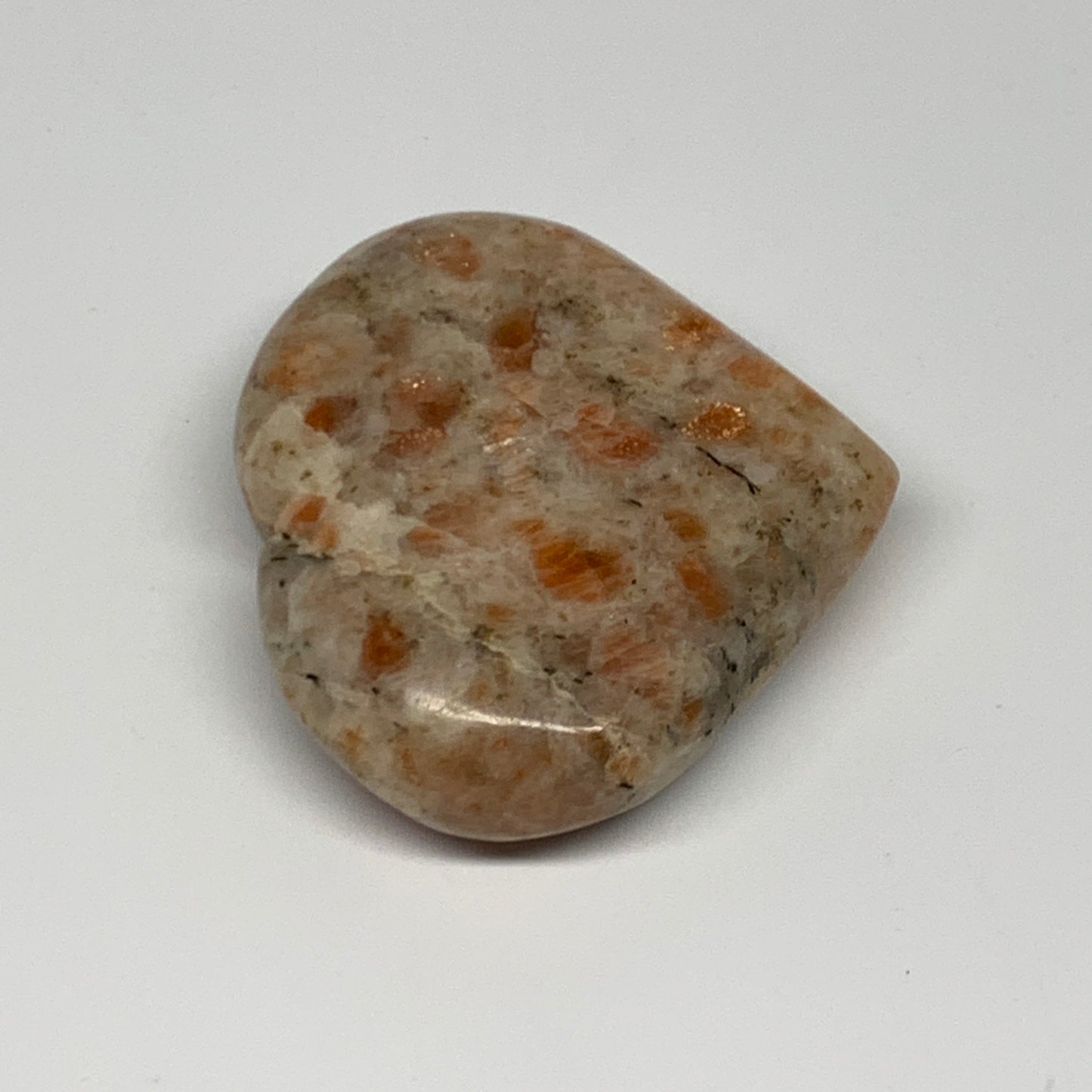 129.2g,2.4"x2.7"x0.9", Sunstone Heart Polished Healing Crystal @India, B28012