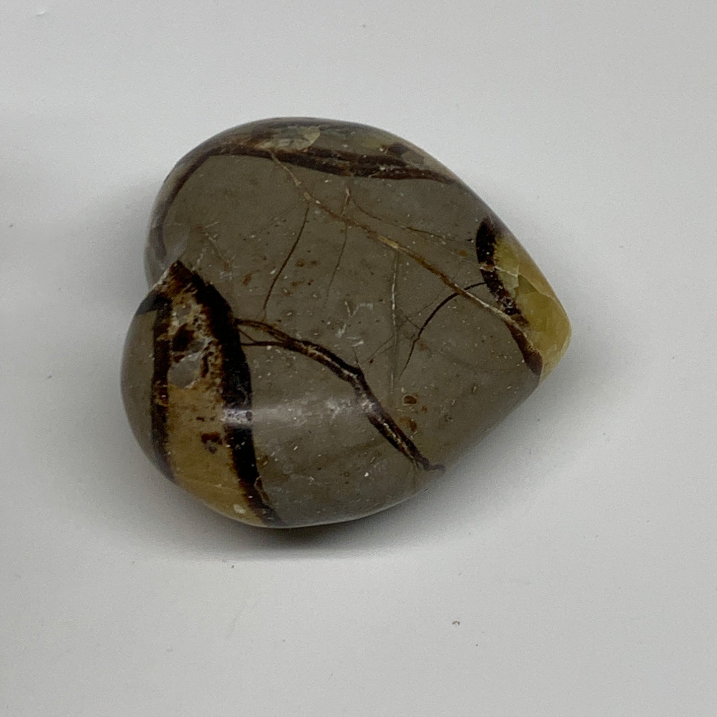 0.61 lbs, 2.7"x3"x1.5" Septarian Nodules Heart Polished Healing Crystal, B31013