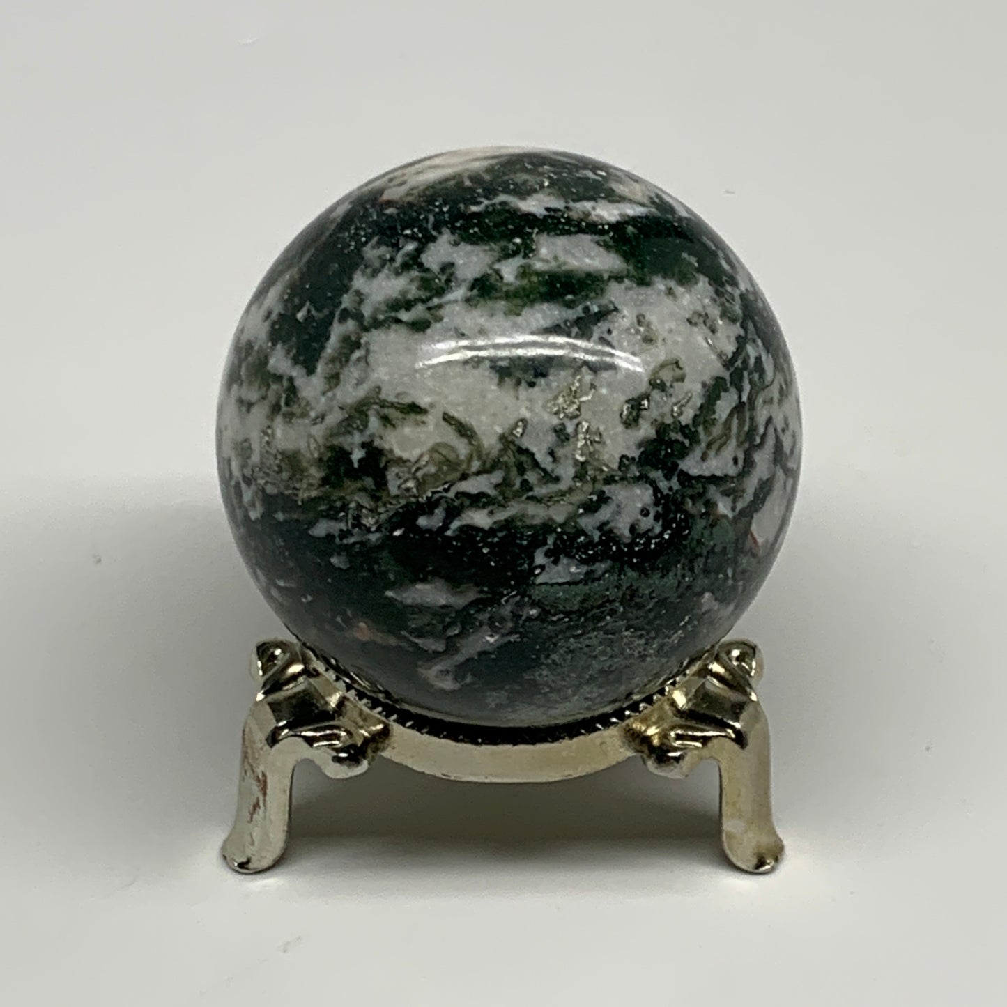 216.5g,2.1"(54mm), Natural Moss Agate Sphere Ball Gemstone @India,B29413