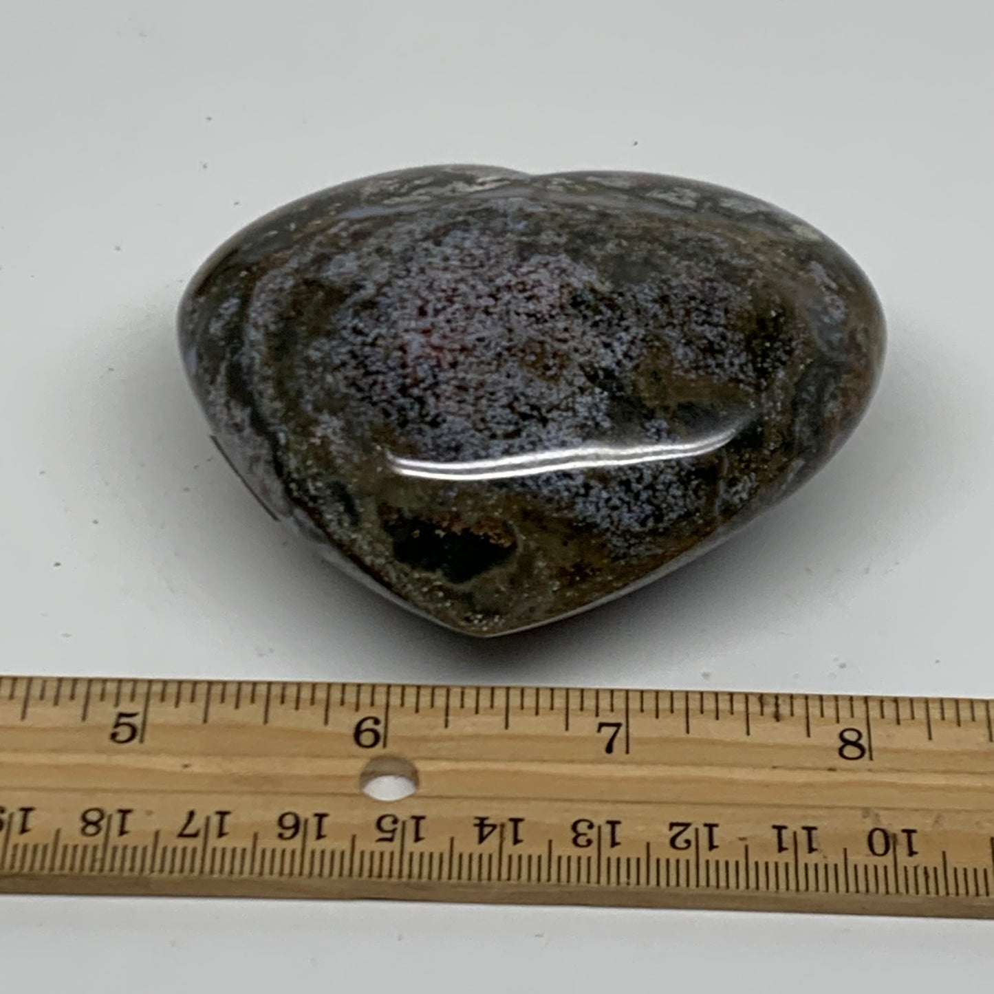 0.48 lbs, 2.6"x3.1"x1.4" Ocean Jasper Heart Polished Healing Crystal, B38345