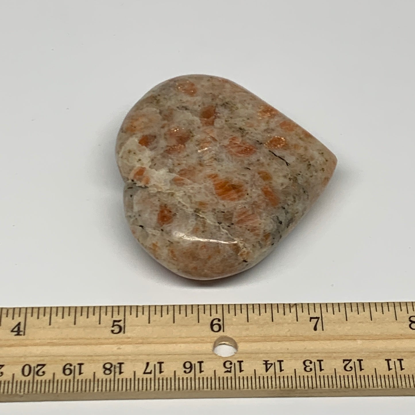 129.2g,2.4"x2.7"x0.9", Sunstone Heart Polished Healing Crystal @India, B28012