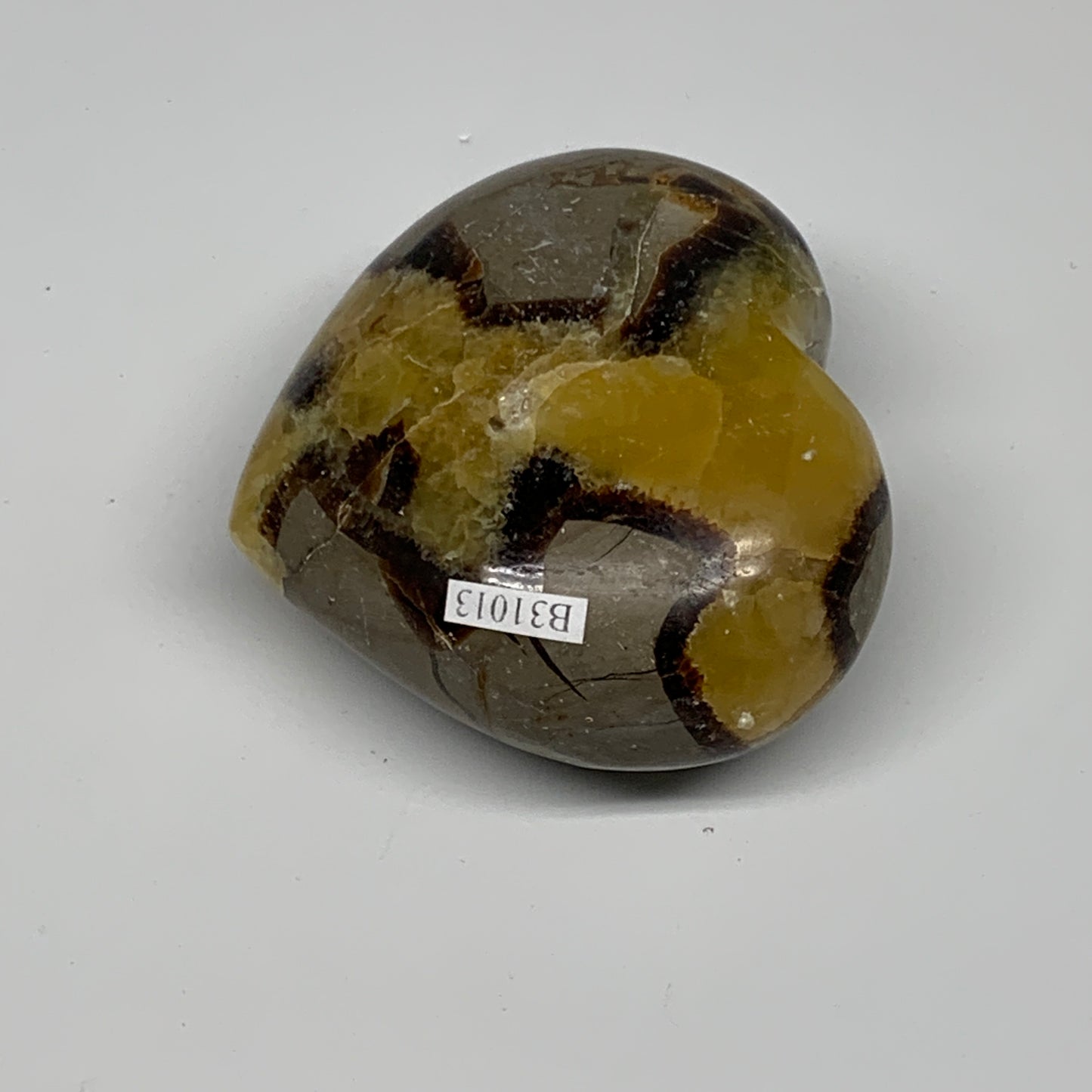 0.61 lbs, 2.7"x3"x1.5" Septarian Nodules Heart Polished Healing Crystal, B31013