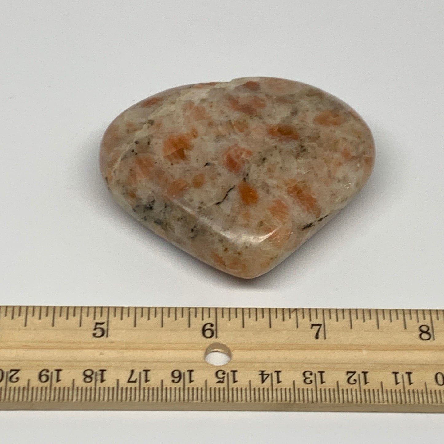 129.2g,2.4"x2.7"x0.9", Sunstone Heart Polished Healing Crystal @India, B28012