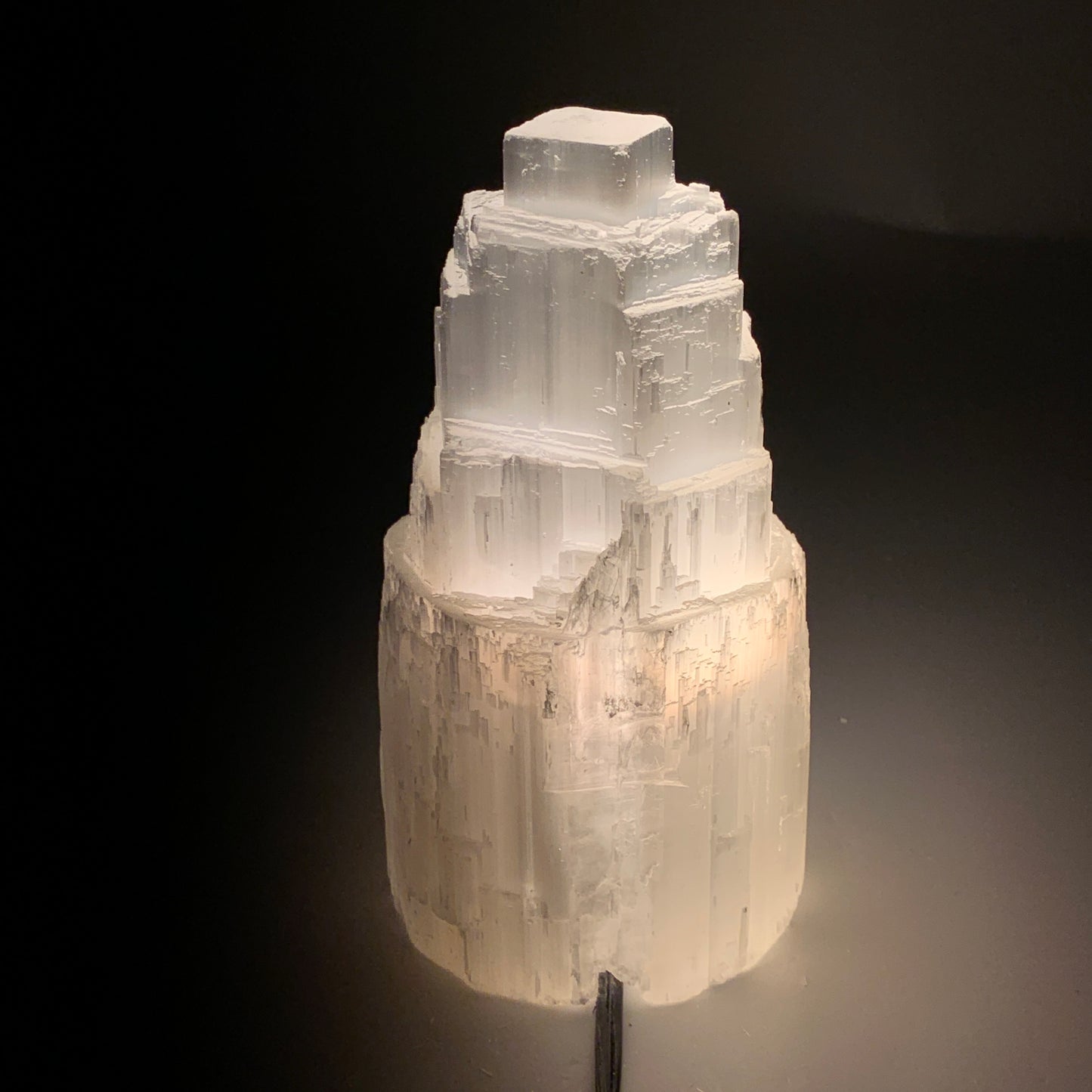 1.9 lbs, 6"x3.1", Raw Rough Selenite (Satin Spar) Lamp Tower, 6ft Chord, B35899