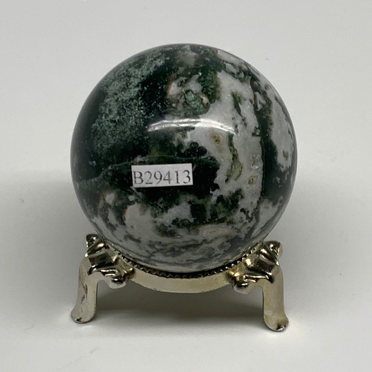 216.5g,2.1"(54mm), Natural Moss Agate Sphere Ball Gemstone @India,B29413