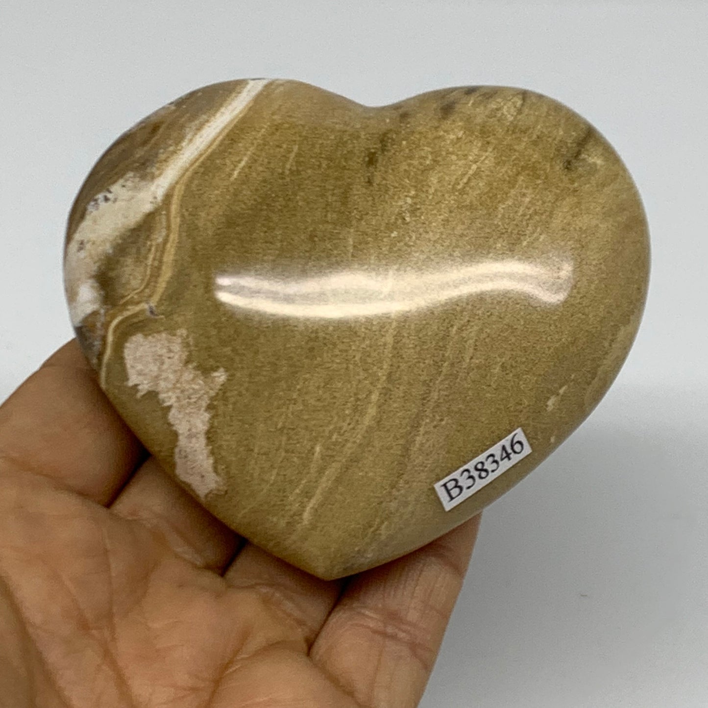 0.56 lbs, 2.9"x3.3"x1.4" Ocean Jasper Heart Polished Healing Crystal, B38346