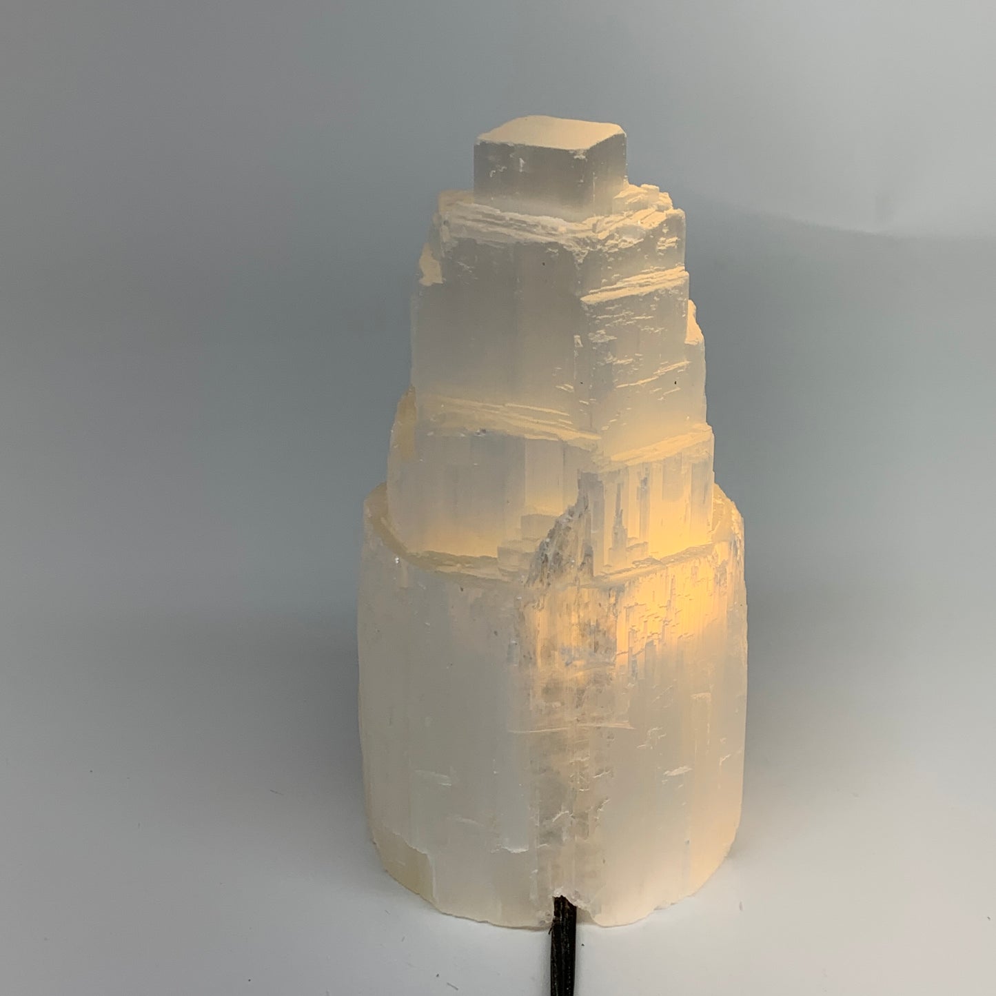1.9 lbs, 6"x3.1", Raw Rough Selenite (Satin Spar) Lamp Tower, 6ft Chord, B35899