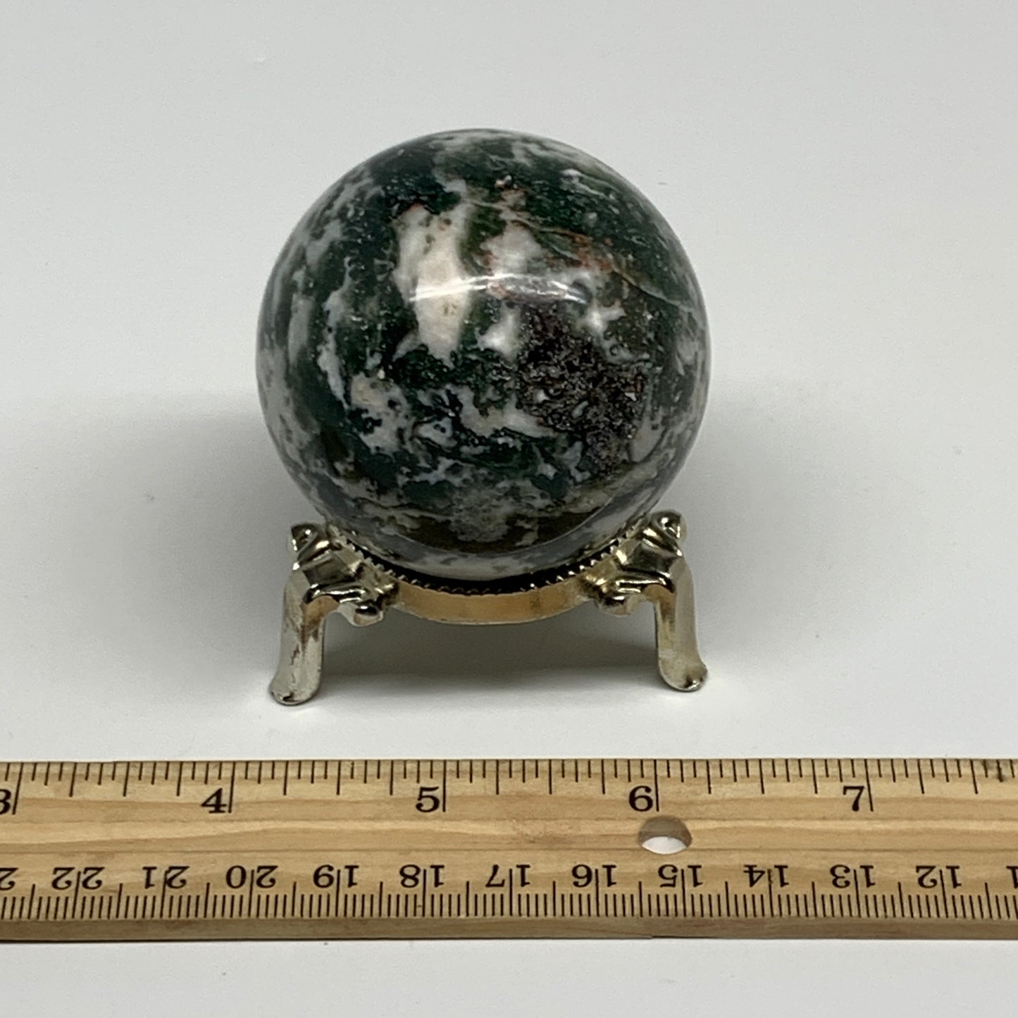 216.5g,2.1"(54mm), Natural Moss Agate Sphere Ball Gemstone @India,B29413