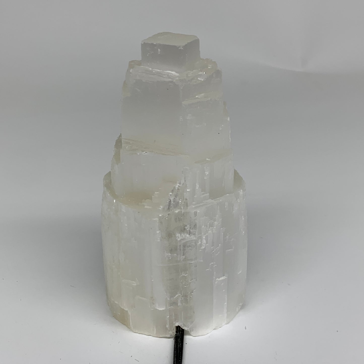 1.9 lbs, 6"x3.1", Raw Rough Selenite (Satin Spar) Lamp Tower, 6ft Chord, B35899