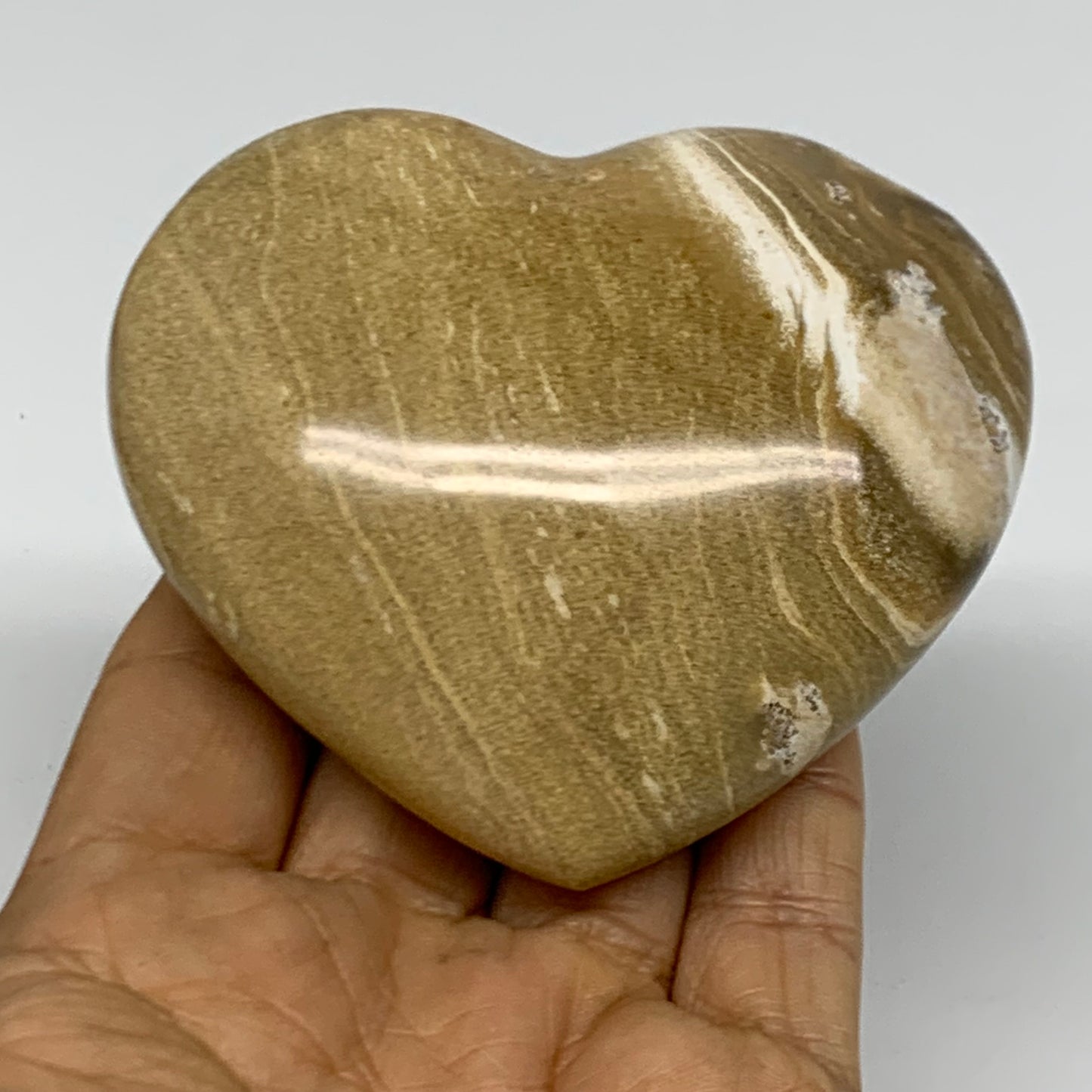 0.56 lbs, 2.9"x3.3"x1.4" Ocean Jasper Heart Polished Healing Crystal, B38346