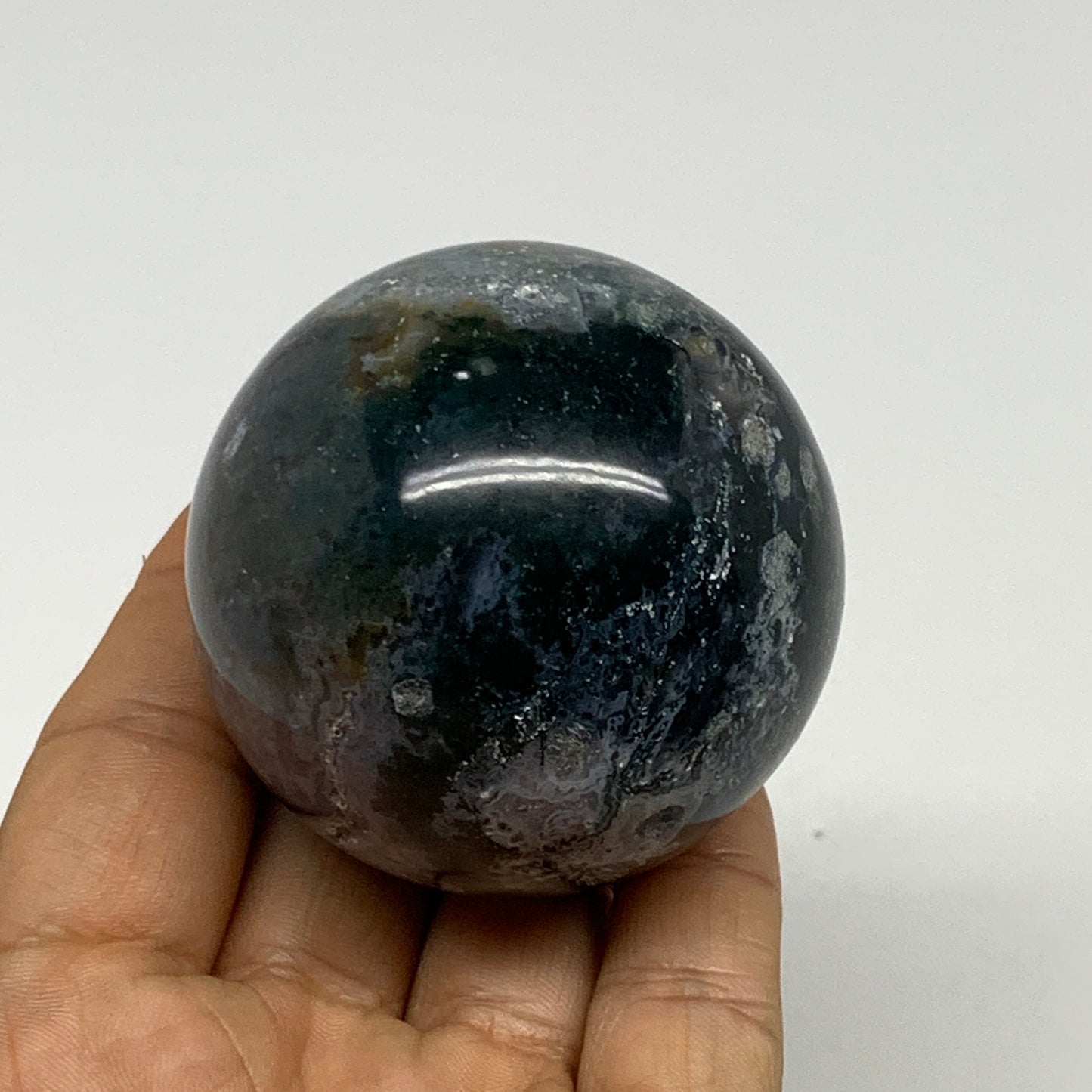 238.9g,2.2"(56mm), Natural Moss Agate Sphere Ball Gemstone @India,B29412