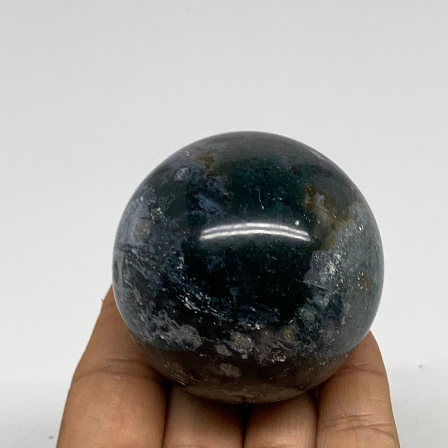 238.9g,2.2"(56mm), Natural Moss Agate Sphere Ball Gemstone @India,B29412