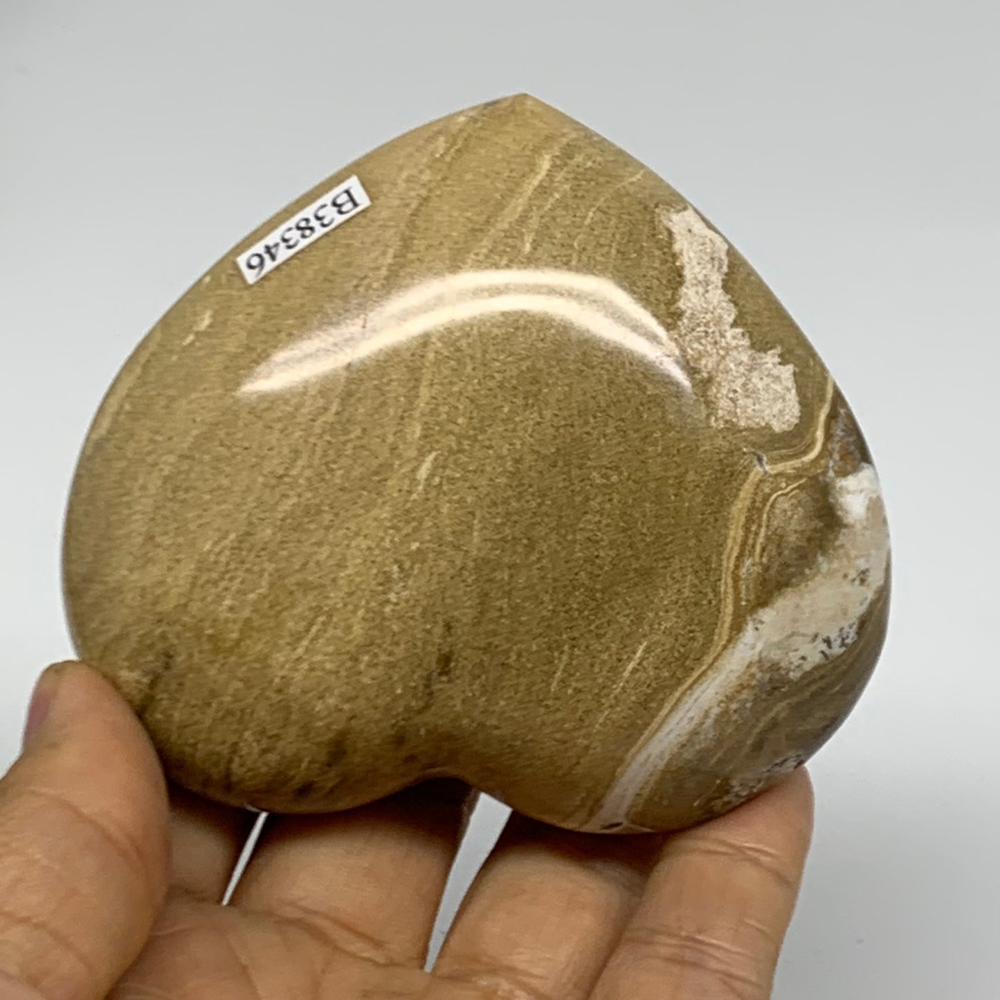 0.56 lbs, 2.9"x3.3"x1.4" Ocean Jasper Heart Polished Healing Crystal, B38346