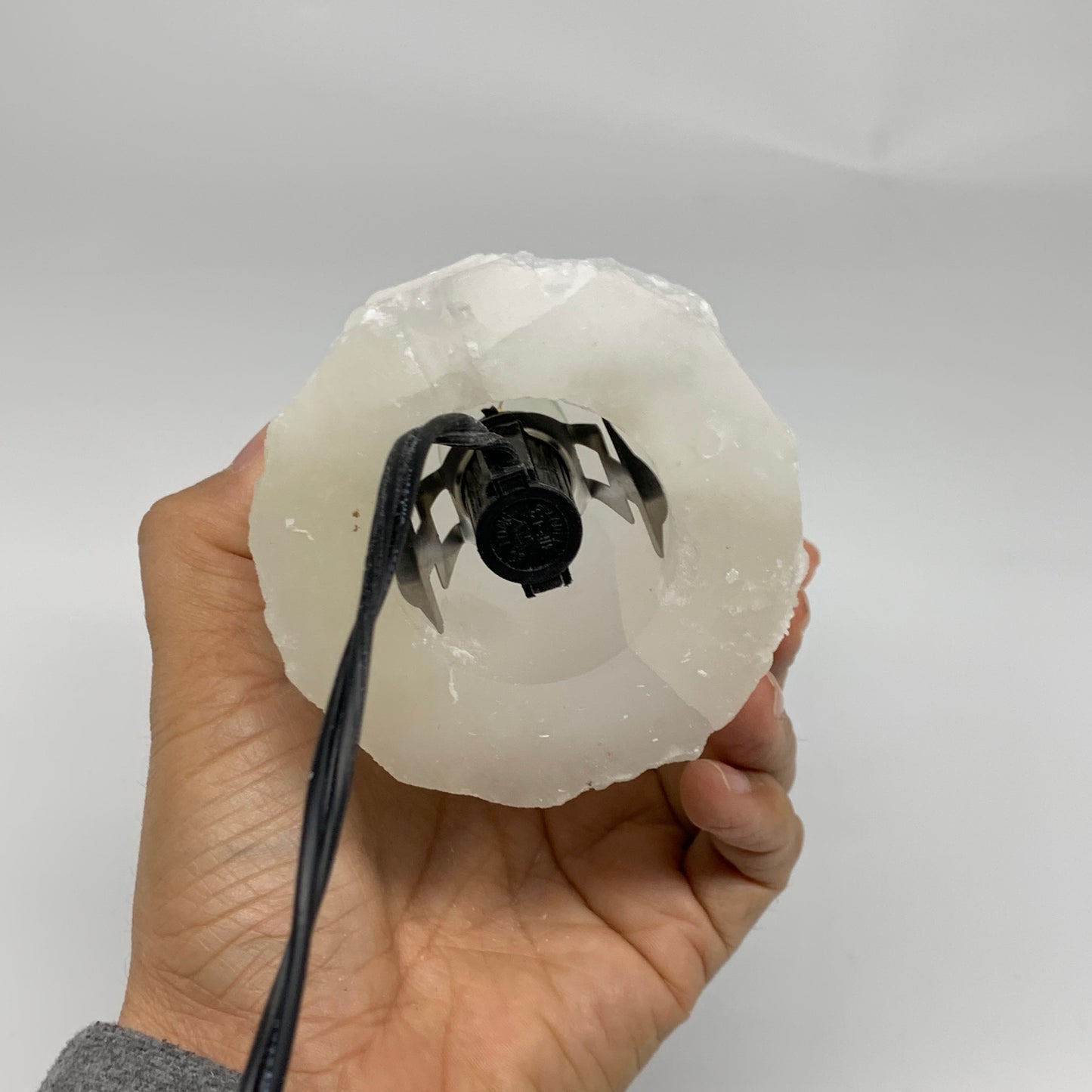 1.9 lbs, 6"x3.1", Raw Rough Selenite (Satin Spar) Lamp Tower, 6ft Chord, B35899