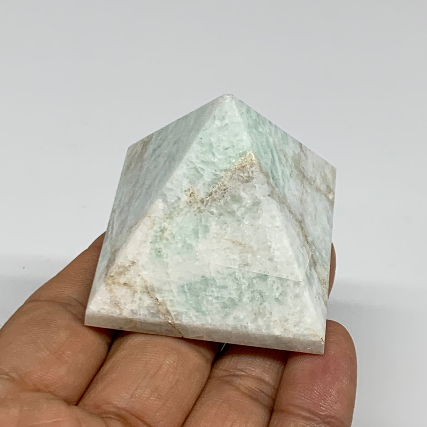 98.9g, 1.6"x1.8"x1.9", Amazonite Pyramid Gemstone, Decorative Stone, B31816