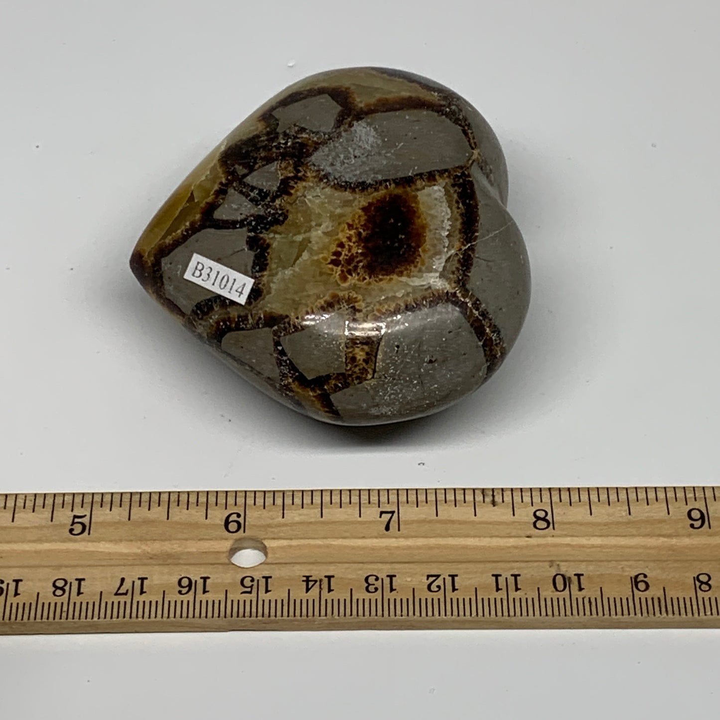 0.54 lbs, 2.7"x3"x1.4" Septarian Nodules Heart Polished Healing Crystal, B31014